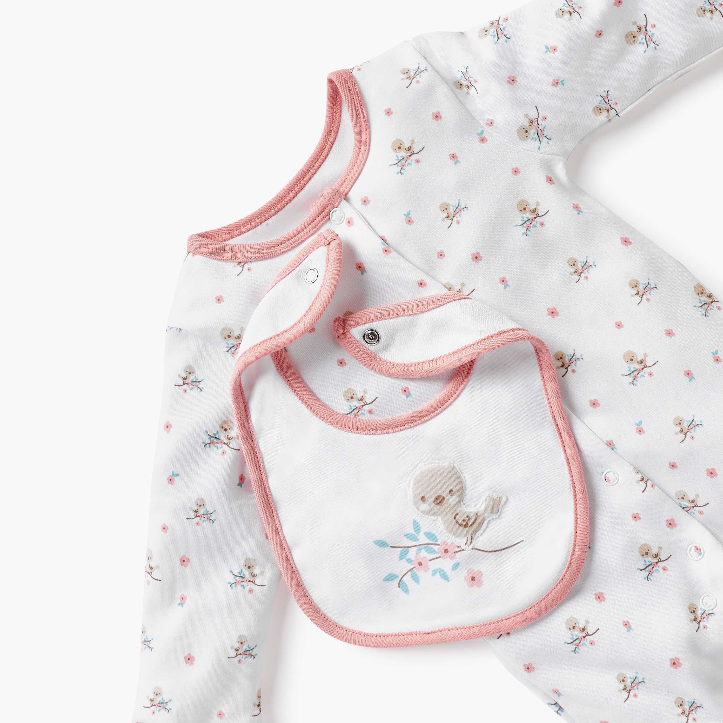 Juniors Printed Sleepsuit with Bib and Receiving Blanket-baby-girls-clothing-setsandcoords-image-5