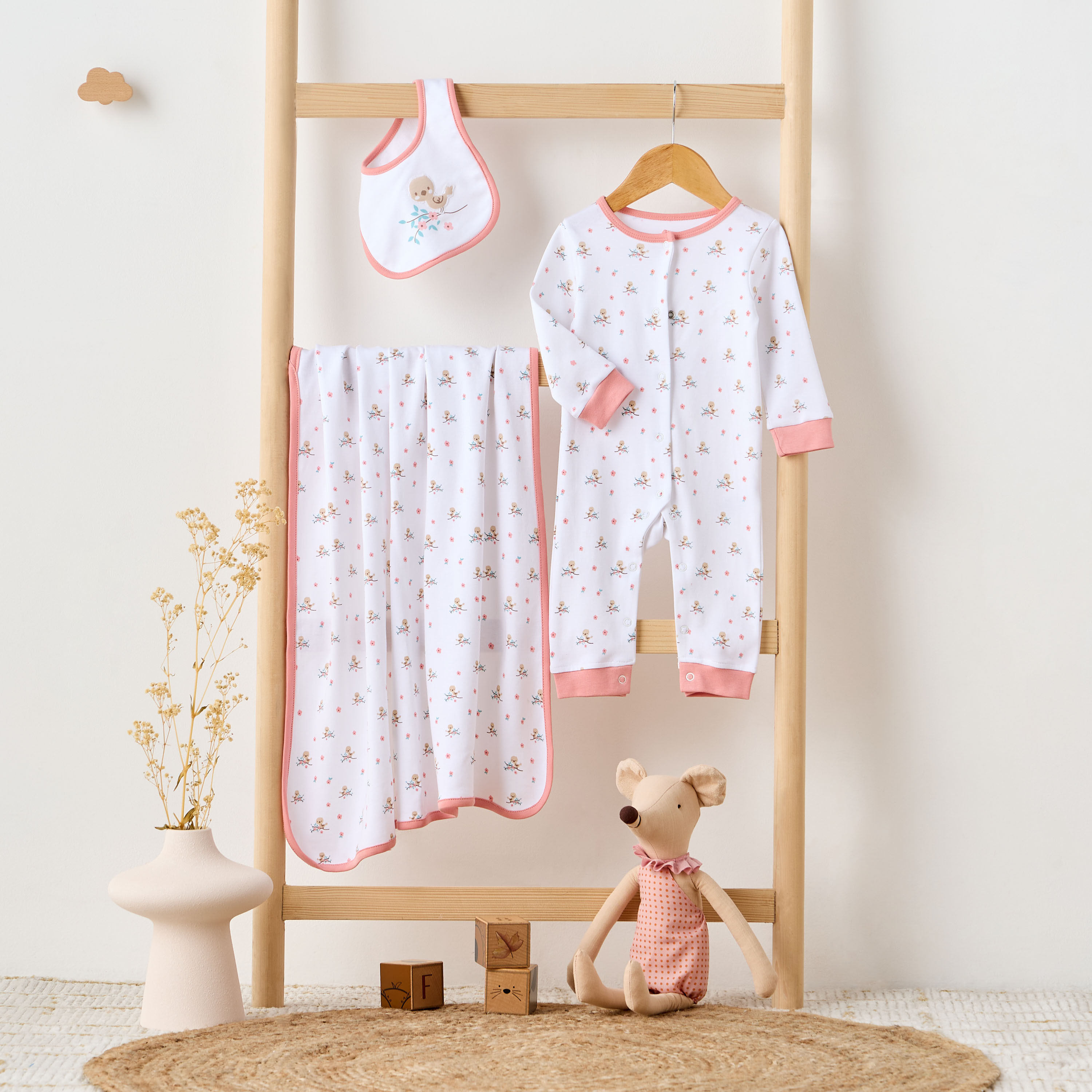 Juniors Printed Sleepsuit with Bib and Receiving Blanket-baby-girls-clothing-setsandcoords-image-8
