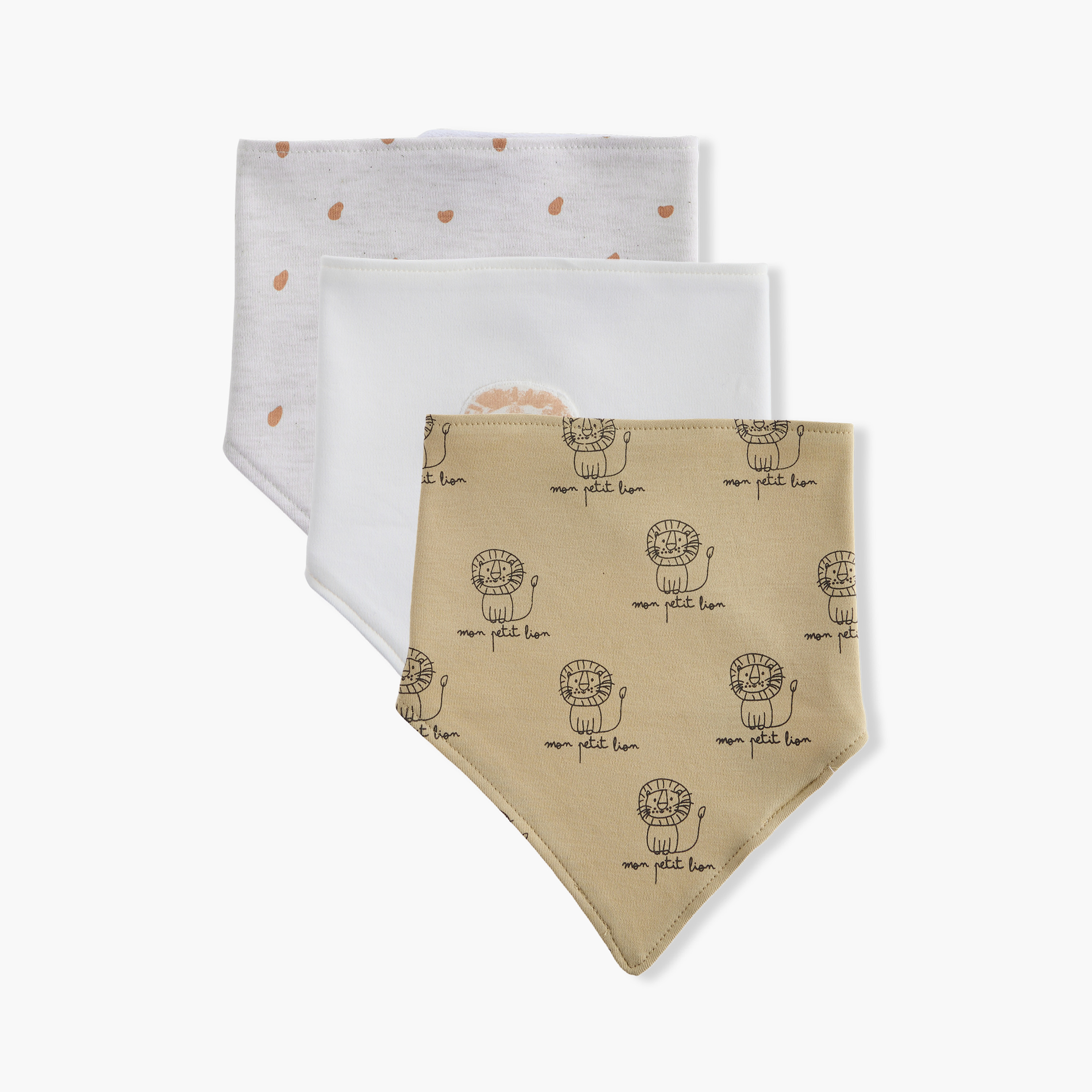 Juniors Printed Muslin Bib with Button Closure - Set of 3-baby-feeding-bibs-image-1