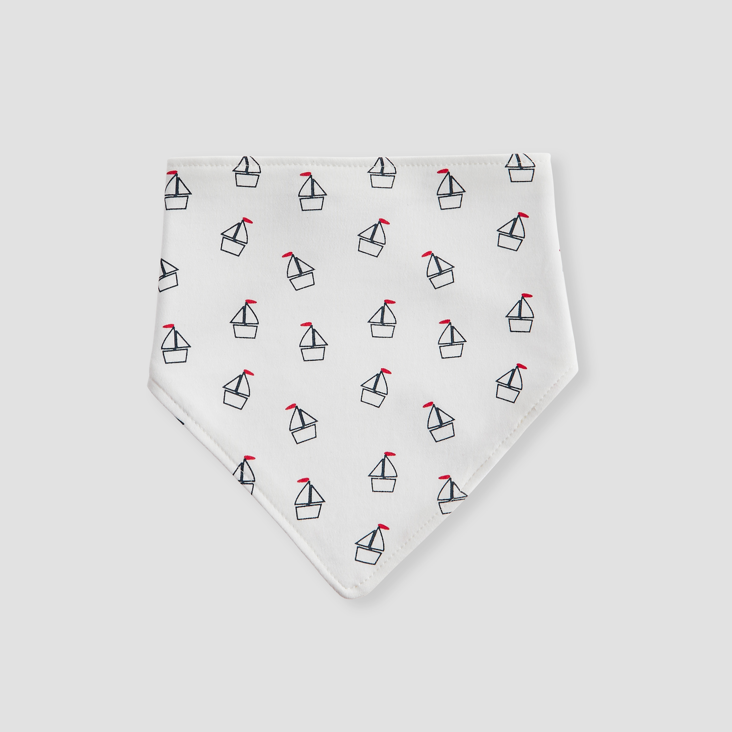 Juniors Sailboat Print Bib with Button Closure - Set of 5-baby-feeding-bibs-image-2