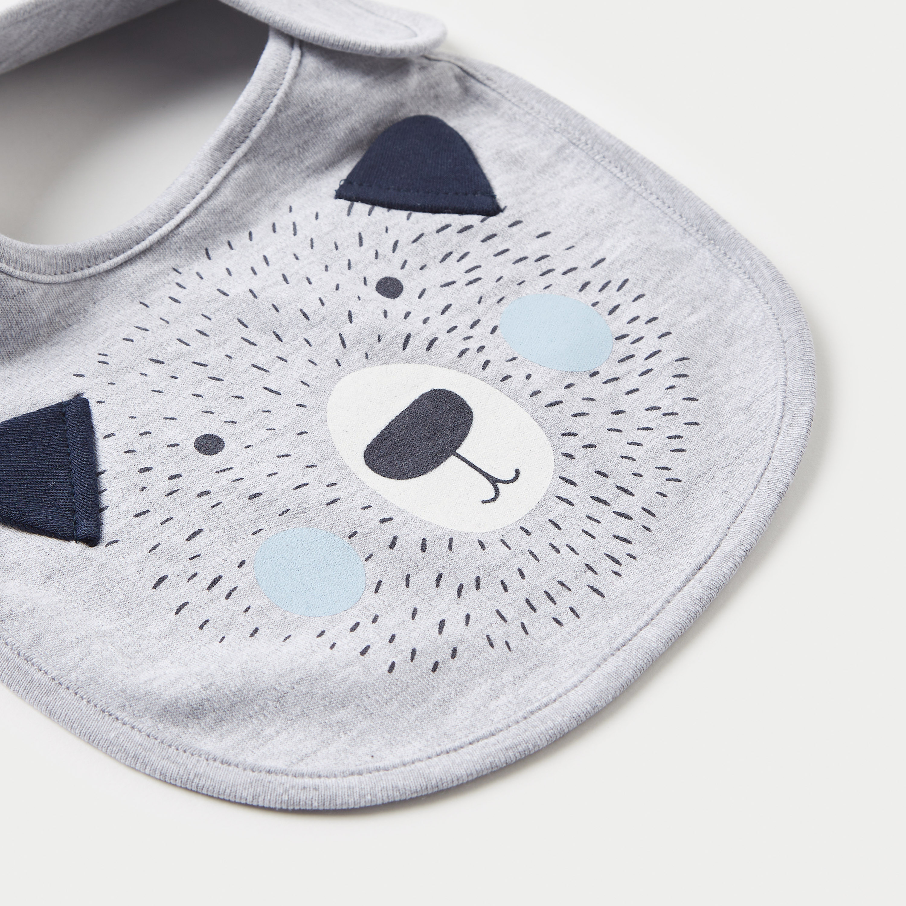 Juniors Bear Print Bib with Button Closure-baby-feeding-bibs-image-2