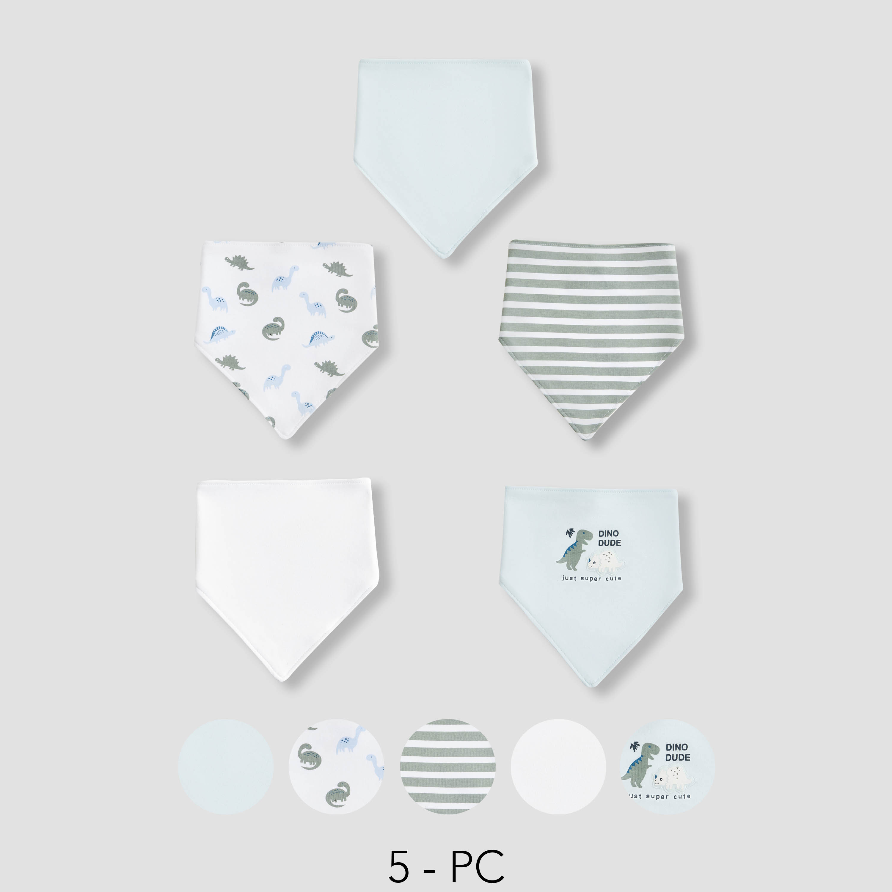 Juniors Baby Bib with Snap Button Closure - Cotton - 5-Piece Set-baby-feeding-bibs-image-1