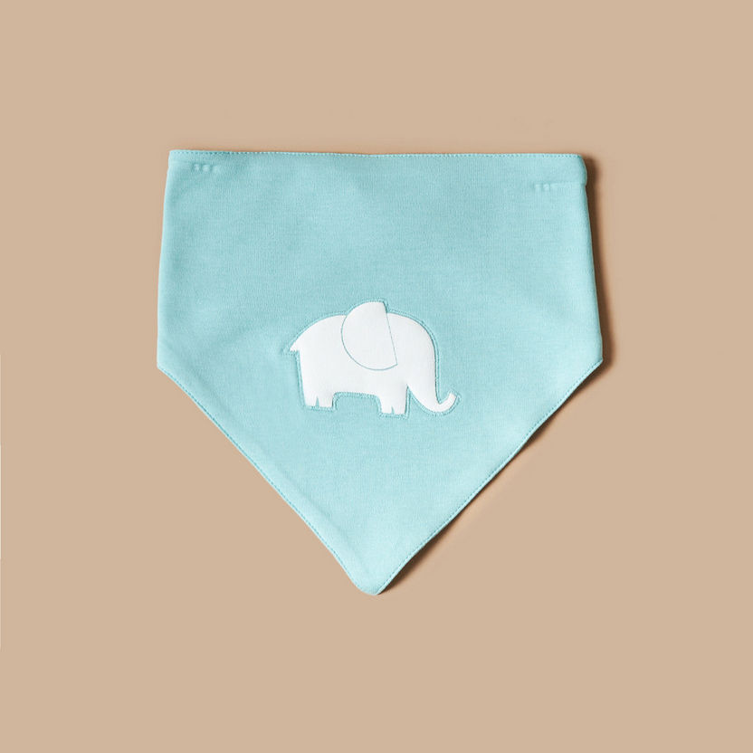 Juniors Elephant Print Cotton Bib with Button Closure - Set of 2-Bibs and Burp Cloths-image-2