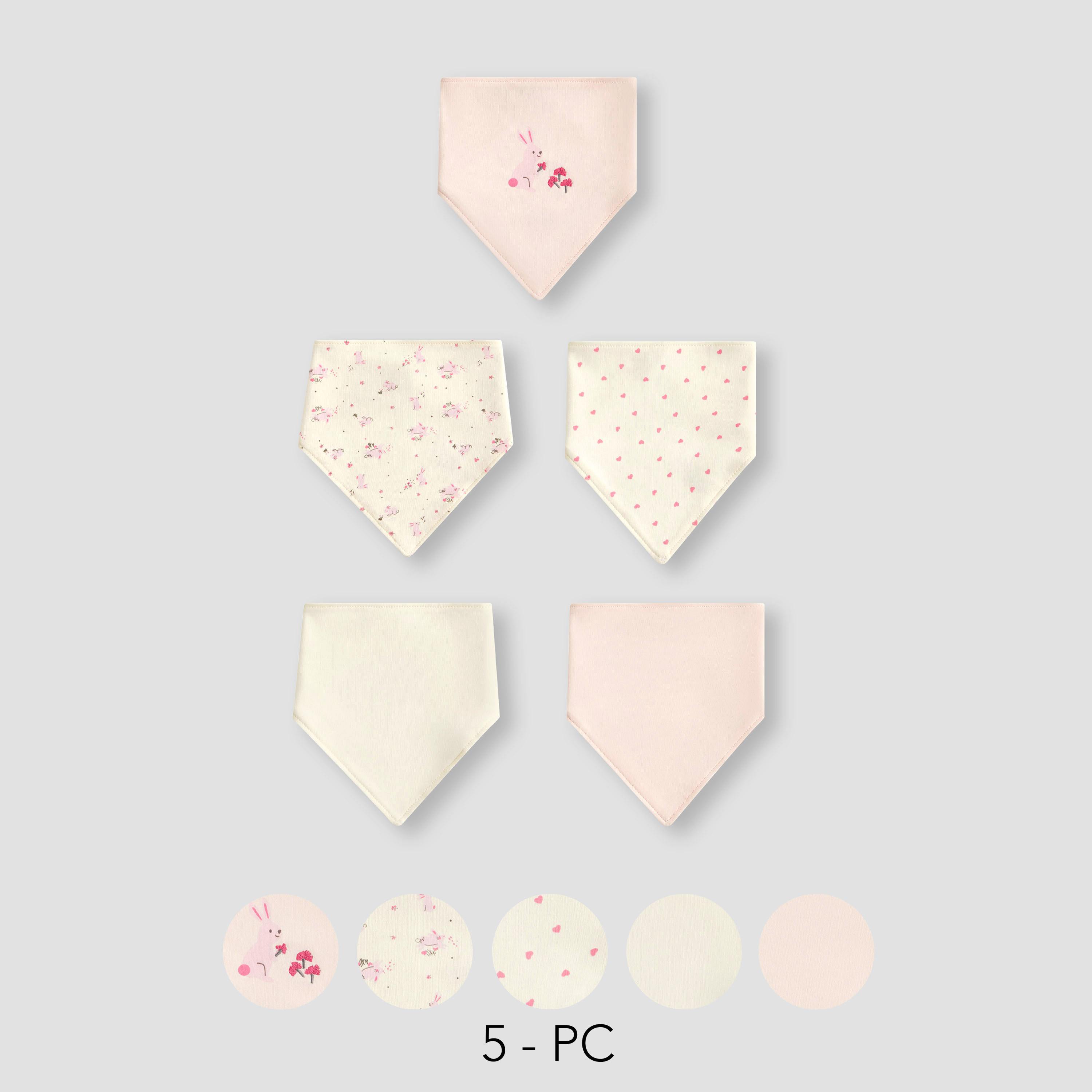 Juniors Baby Bib with Snap Button Closure - Cotton - 5-Piece Set-baby-feeding-bibs-image-1