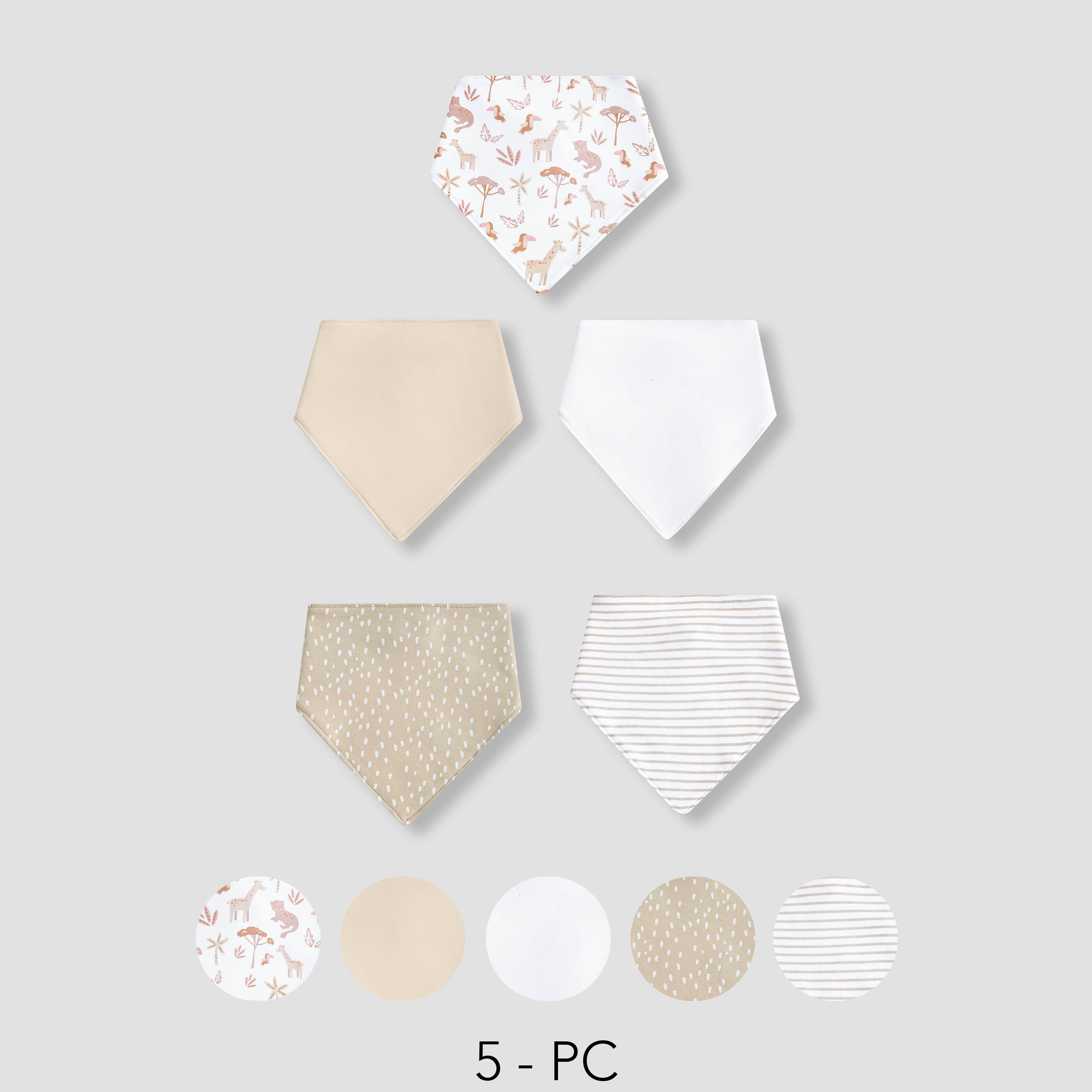 Juniors Baby Bib with Assorted Prints - Cotton - Set of 5-baby-feeding-bibs-image-1