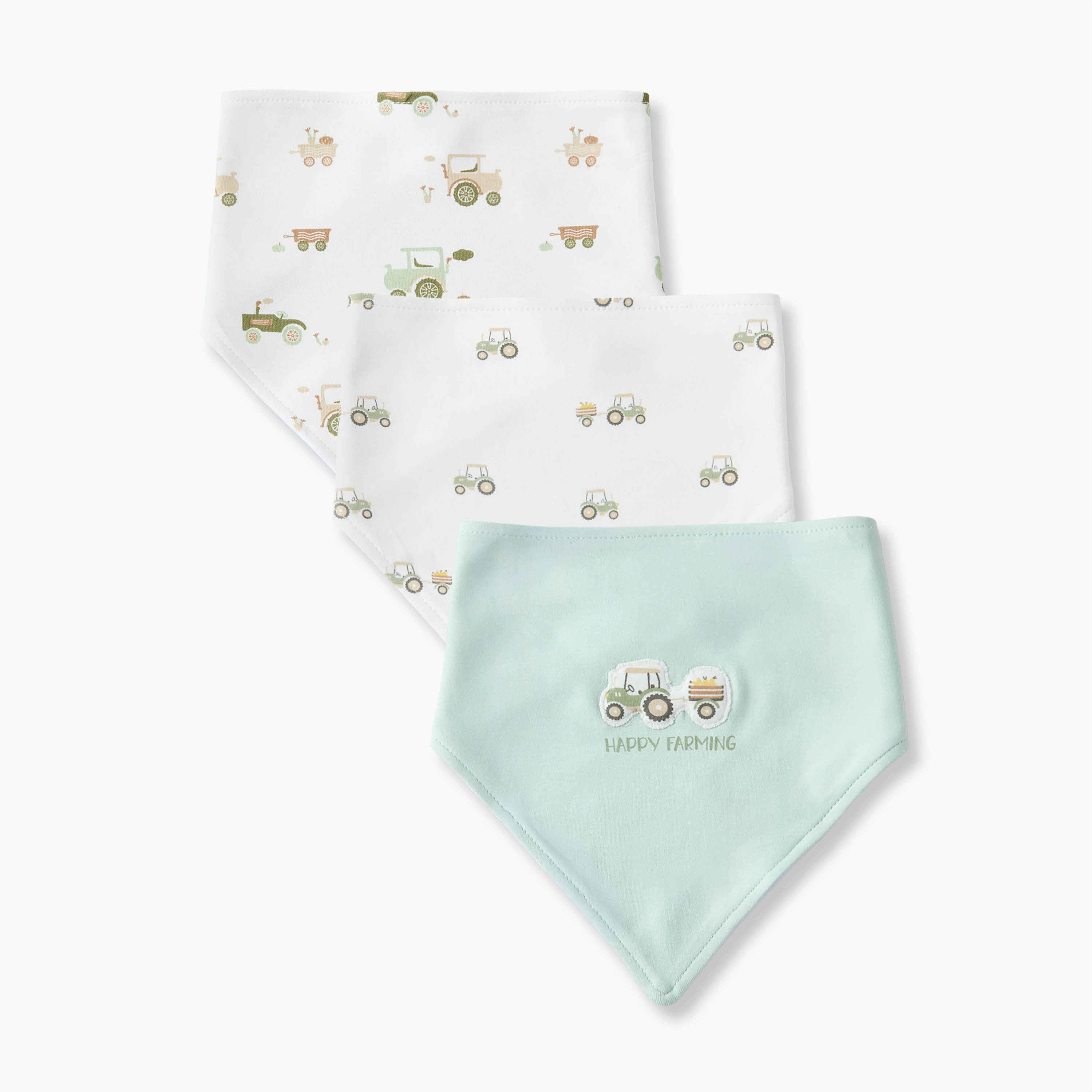 Pack of 3 Juniors Baby Bib with Tractor Print-baby-feeding-bibs-image-1
