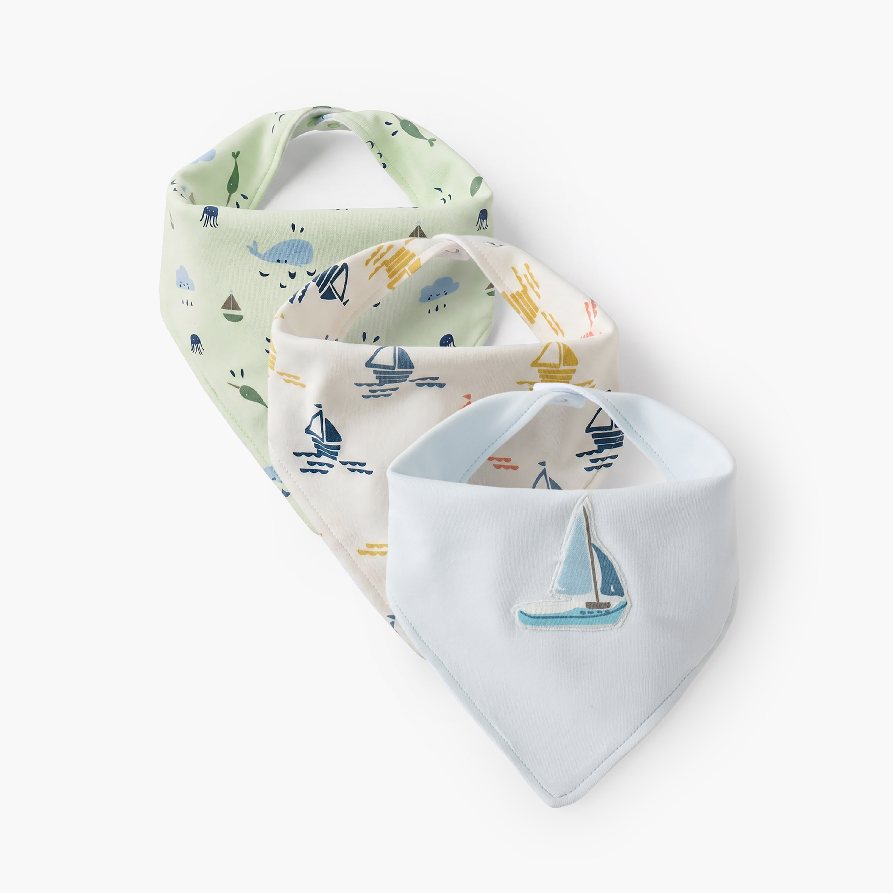 Pack of 3 Juniors Baby Bib with Nautical Print-baby-feeding-bibs-image-1
