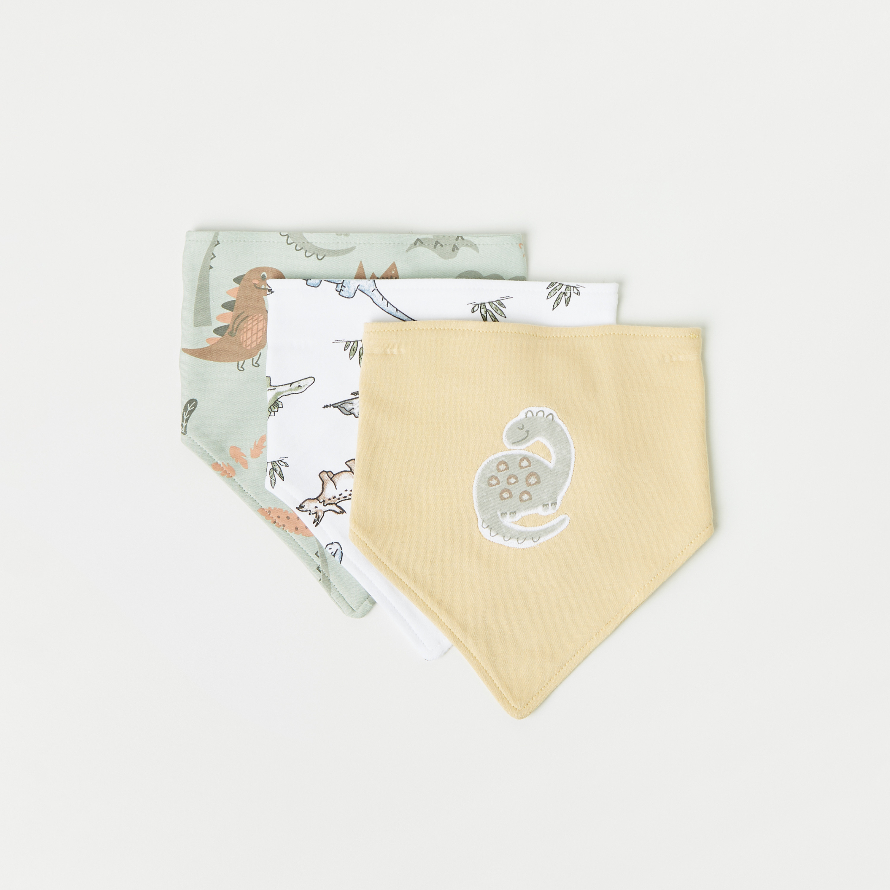 مرايل بزر إغلاق كبّاس وطبعات ديناصور من جونيورز- طقم 3 قطع-baby-feeding-bibs-image-1