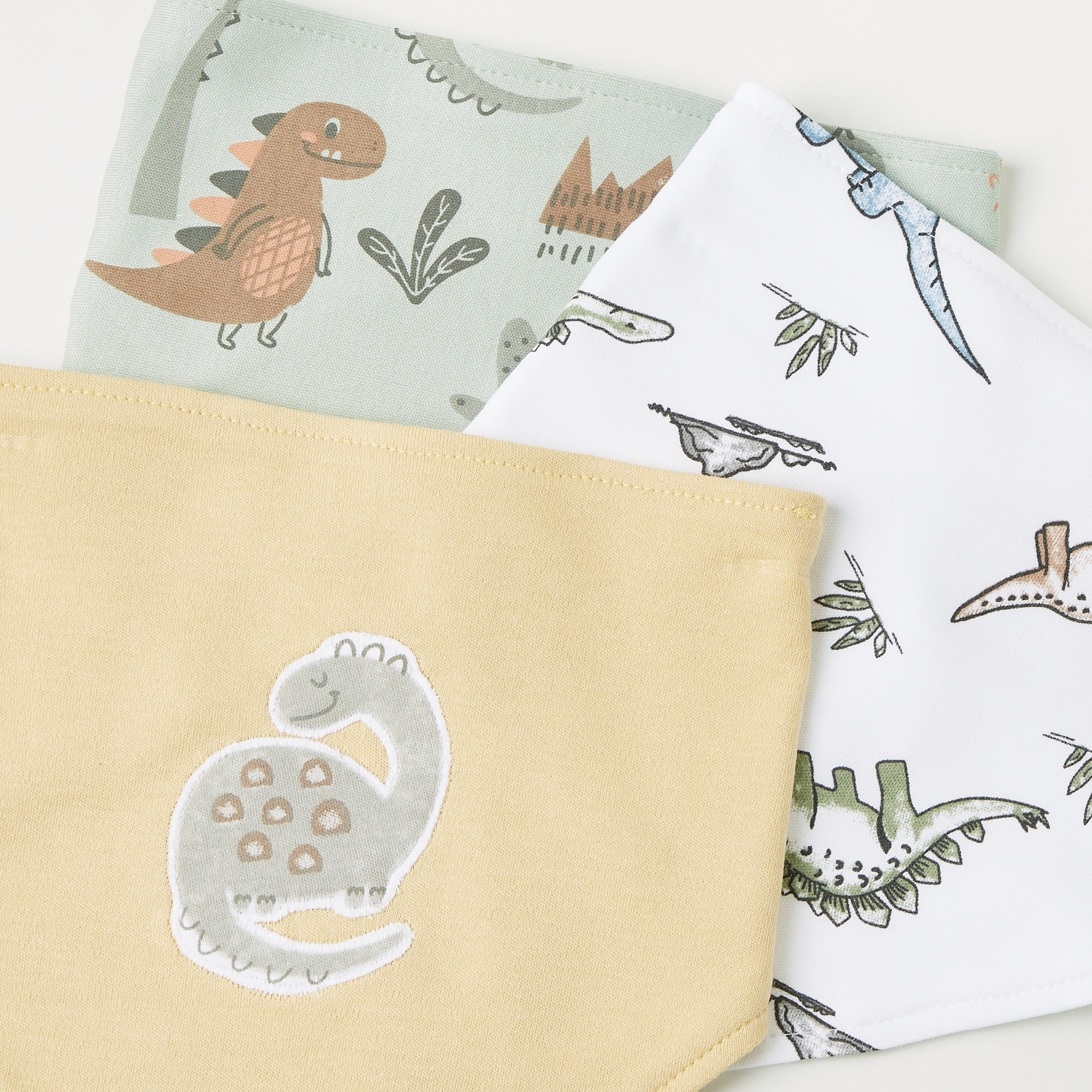 مرايل بزر إغلاق كبّاس وطبعات ديناصور من جونيورز- طقم 3 قطع-baby-feeding-bibs-image-5