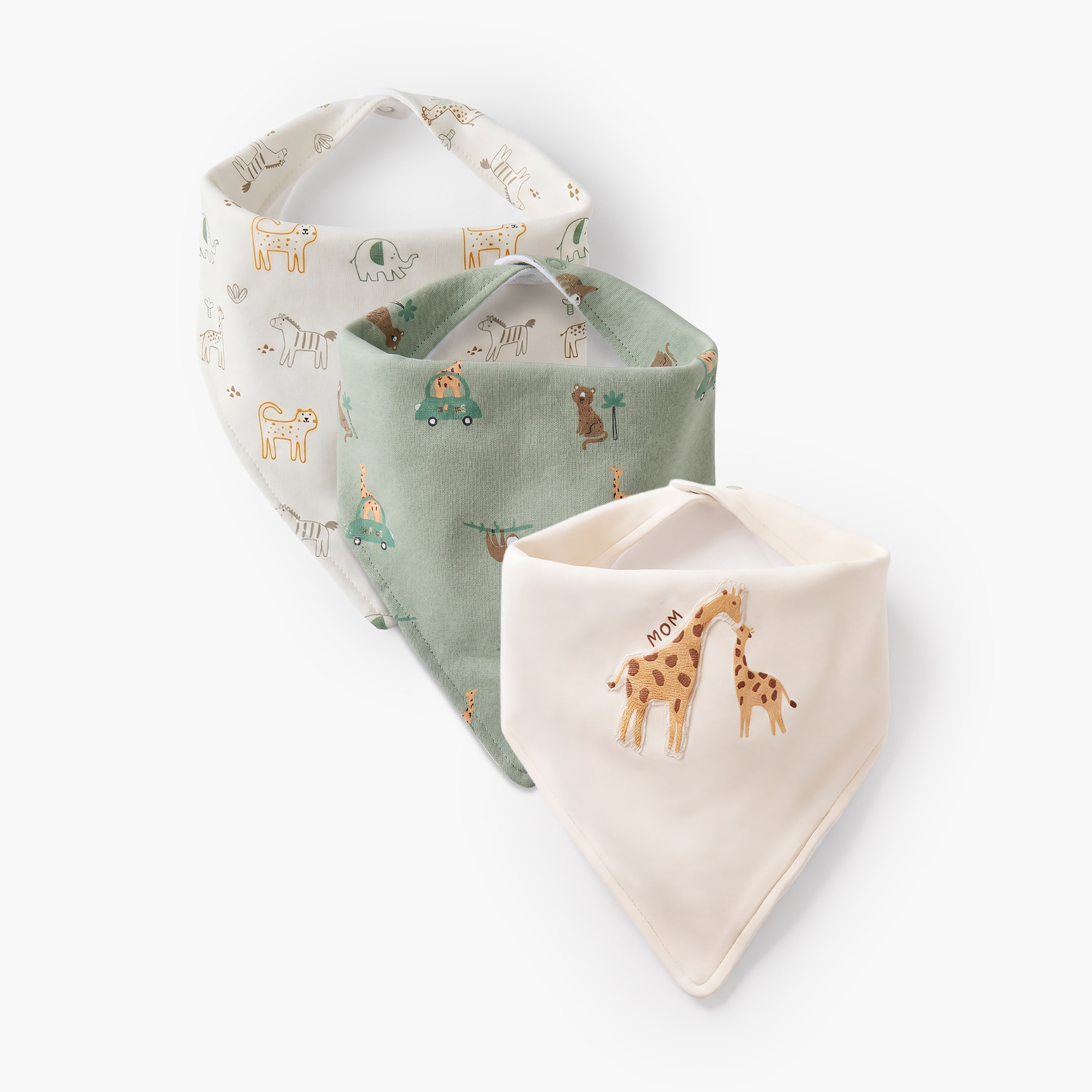 Pack of 3 Juniors Baby Bib with Safari Print-baby-feeding-bibs-image-1