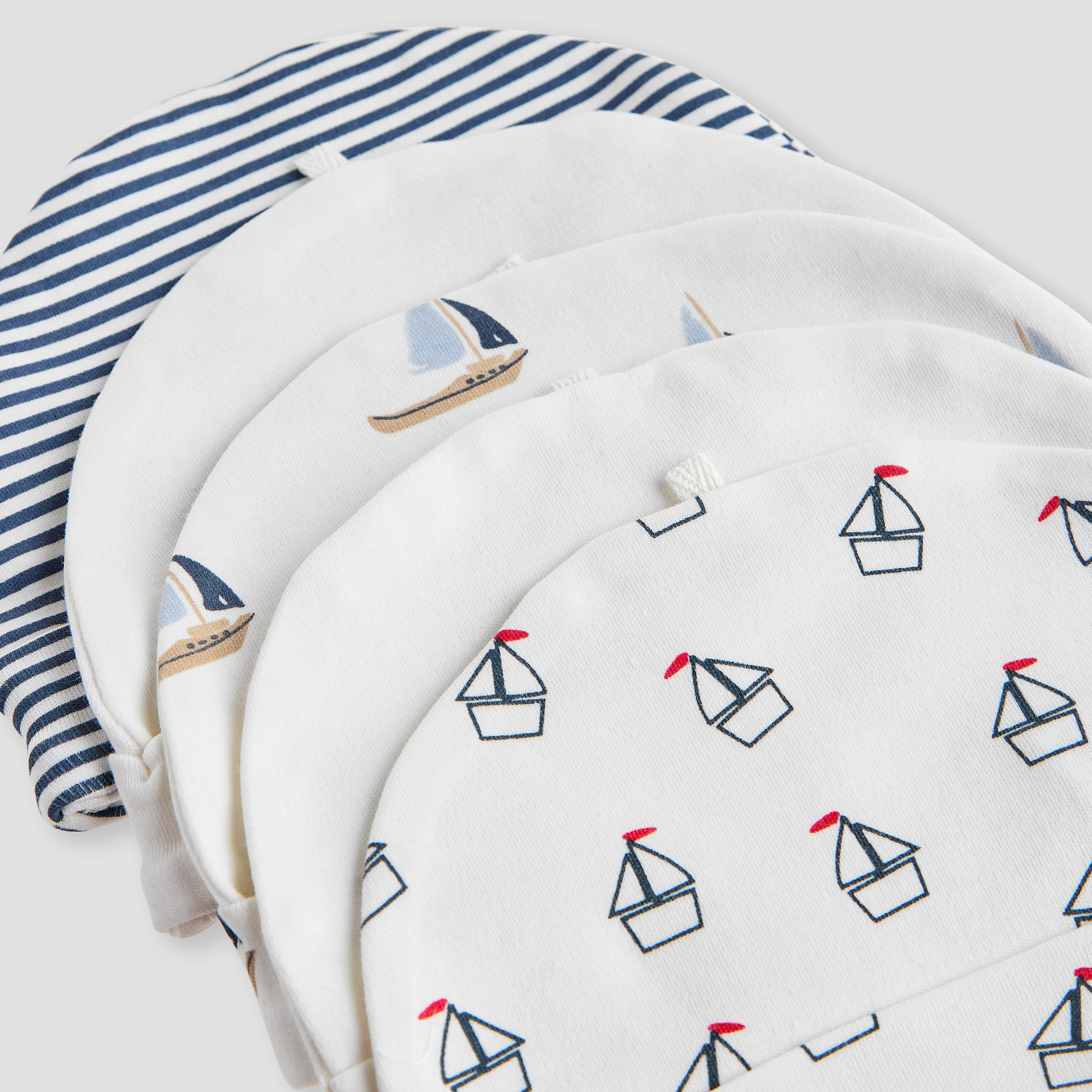 Juniors Sailboat Print Beanie Cap - Set of 5-baby-boys-accessories-caps-image-8