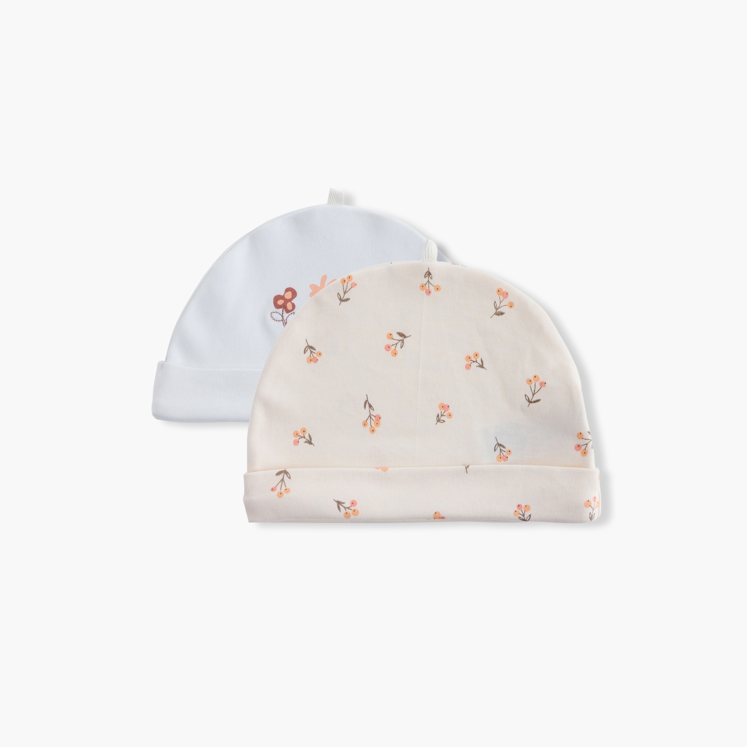 Juniors Floral Print Cap - Set of 2-baby-girls-accessories-caps-image-1
