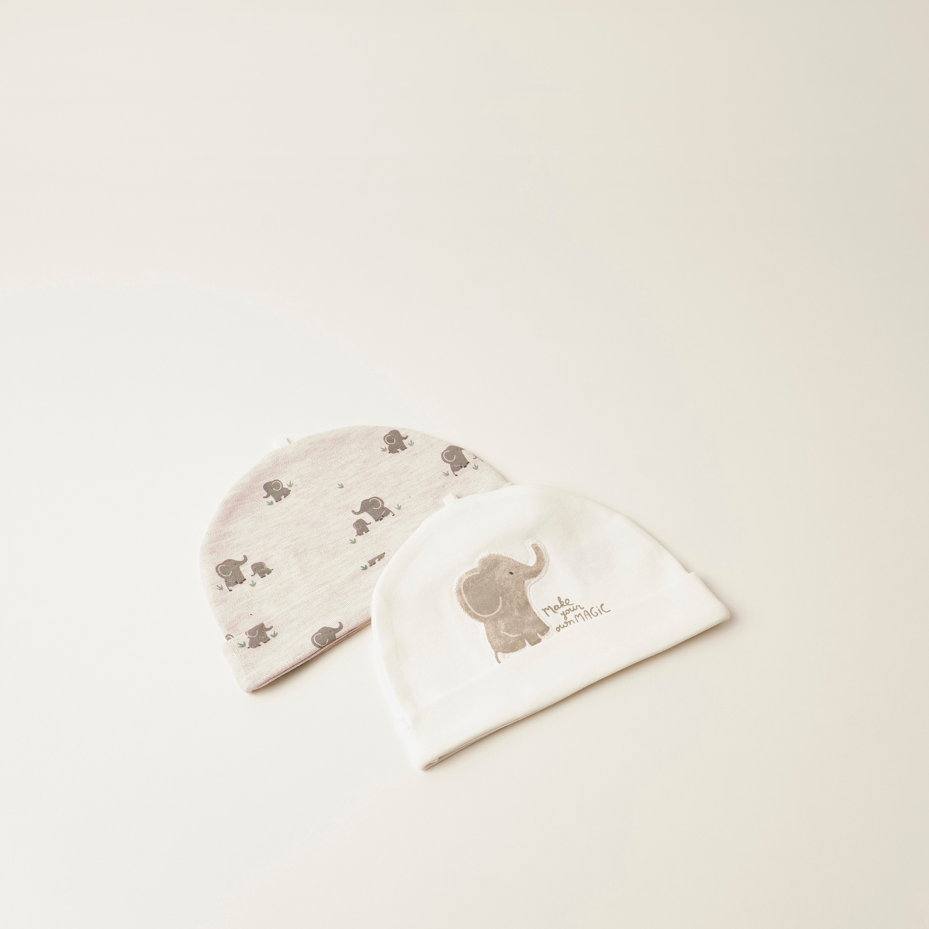 قبعة بيني بطبعات فيل من جونيورز - طقم من قطعتين-baby-girls-accessories-caps-image-3