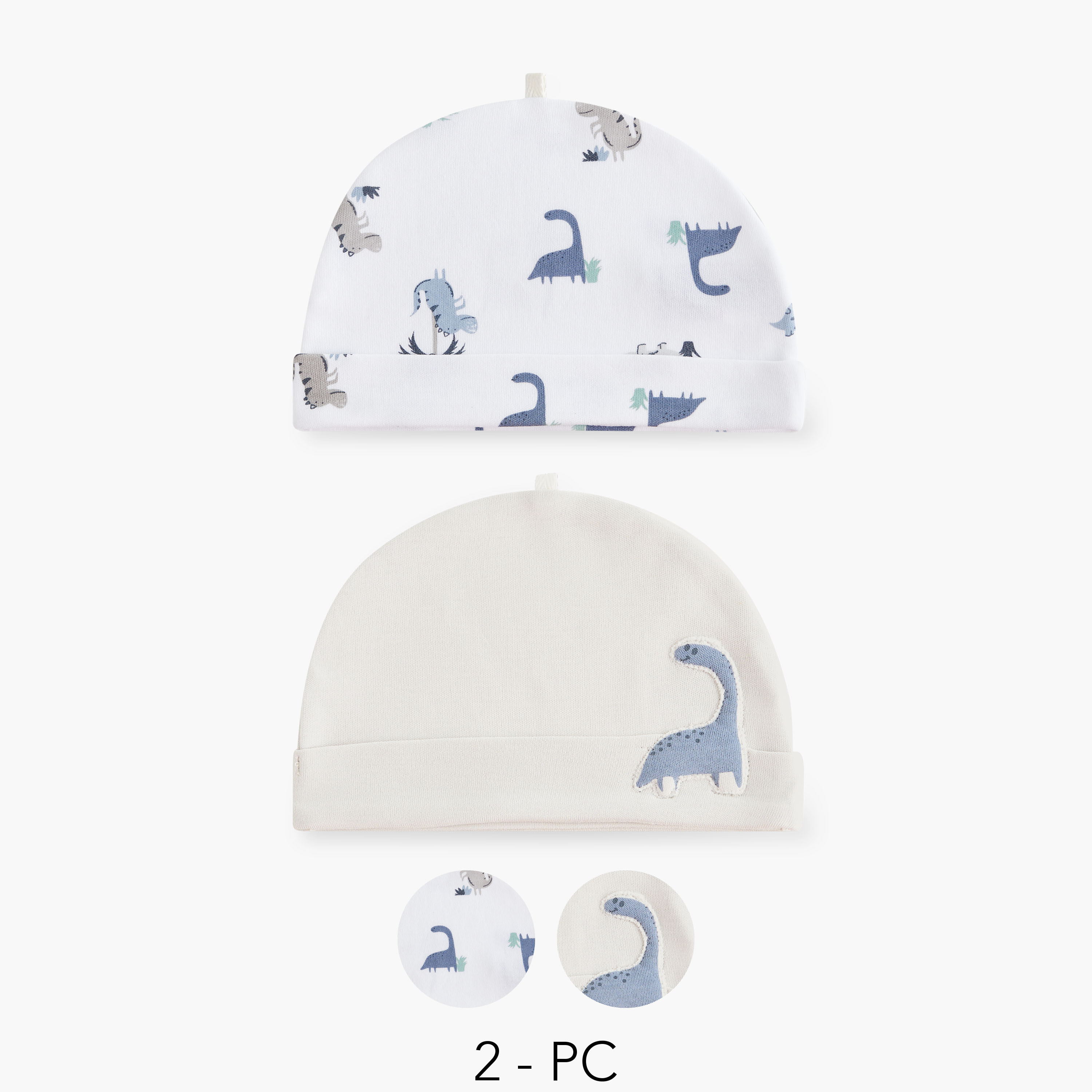 كابات بيني بزينة ديناصور من جونيورز - طقم من قطعتين-baby-boys-accessories-caps-image-1