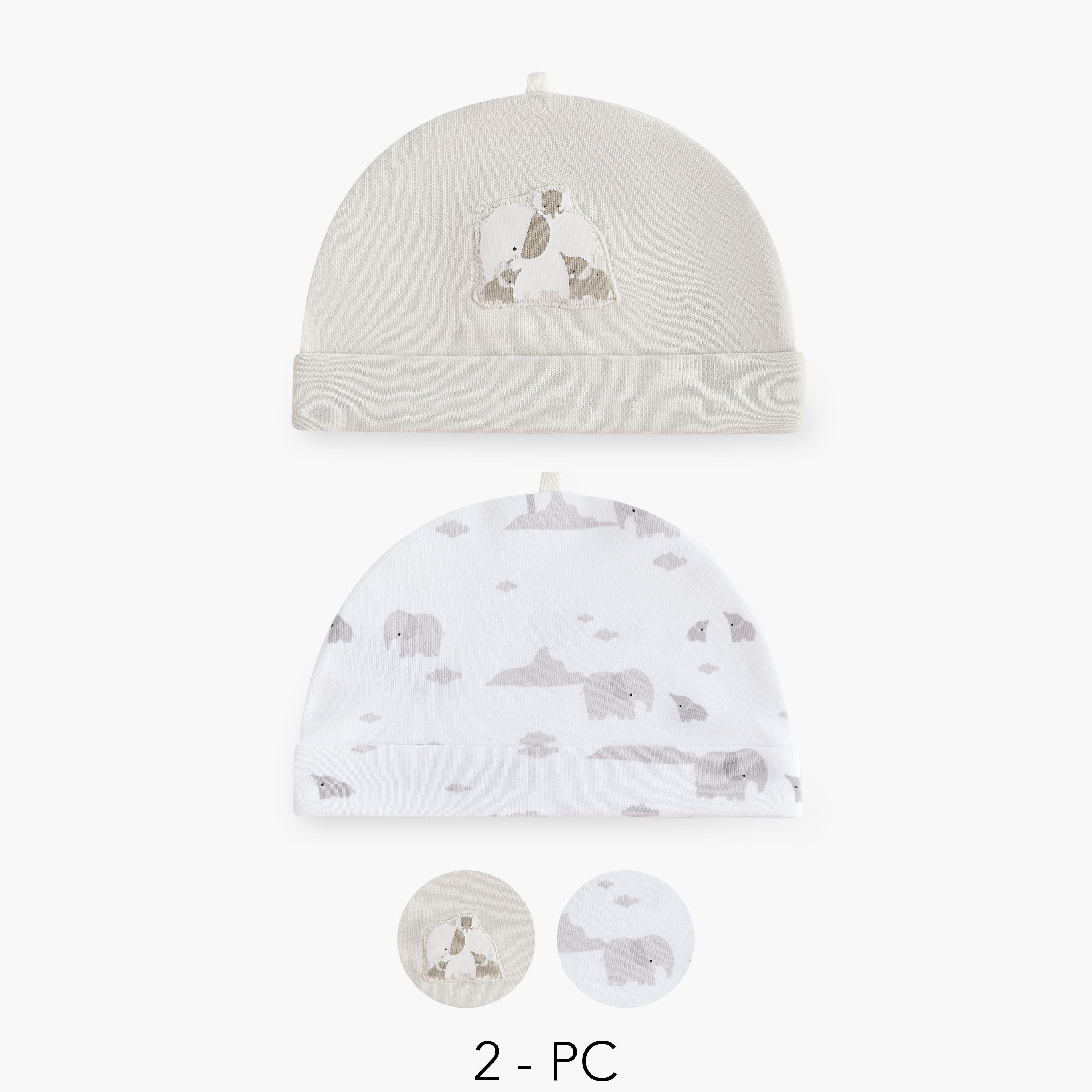Juniors Elephant Print Cap - Set of 2-baby-boys-accessories-caps-image-1