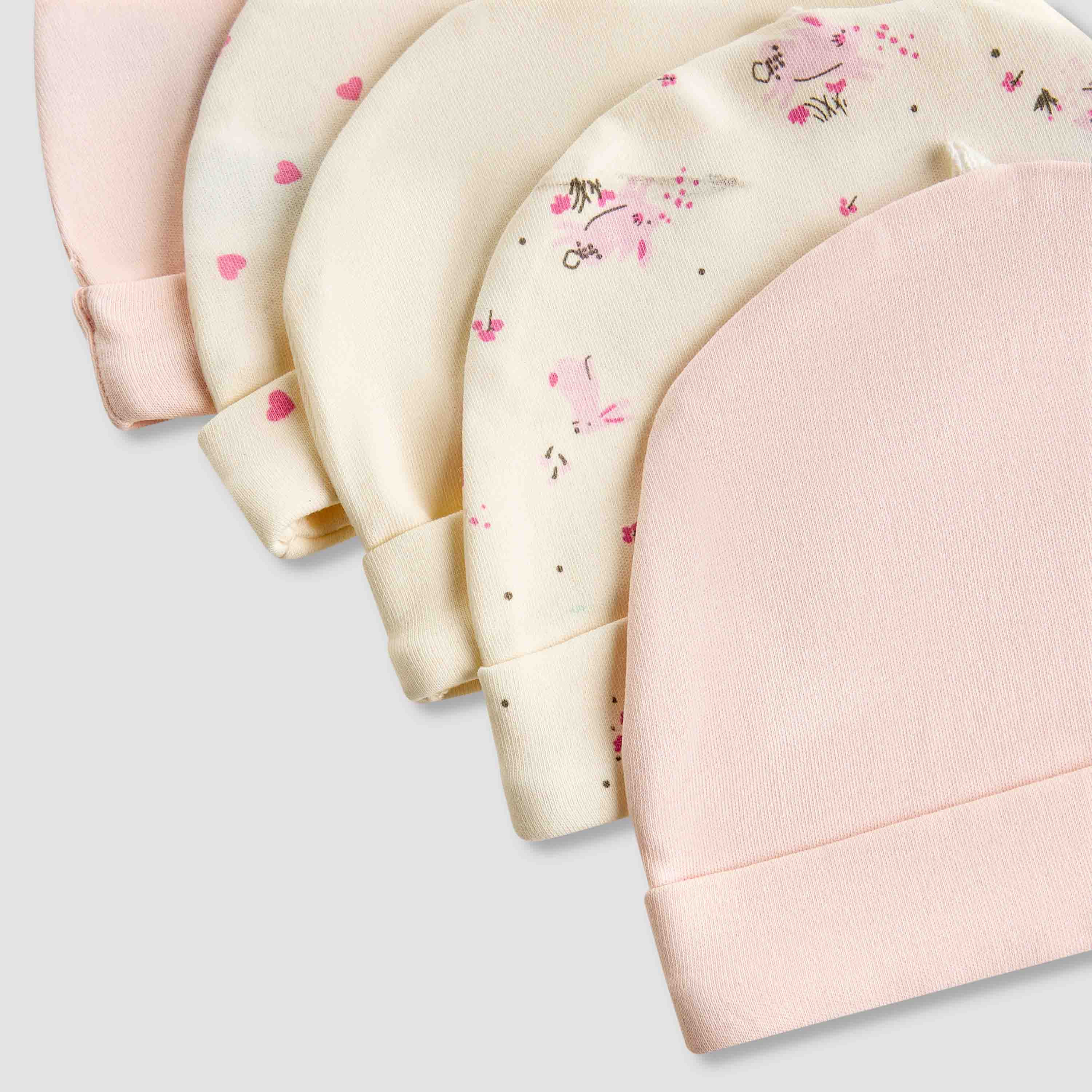Juniors Girls Cap with Print - Cotton - Set of 5-baby-girls-accessories-caps-image-7