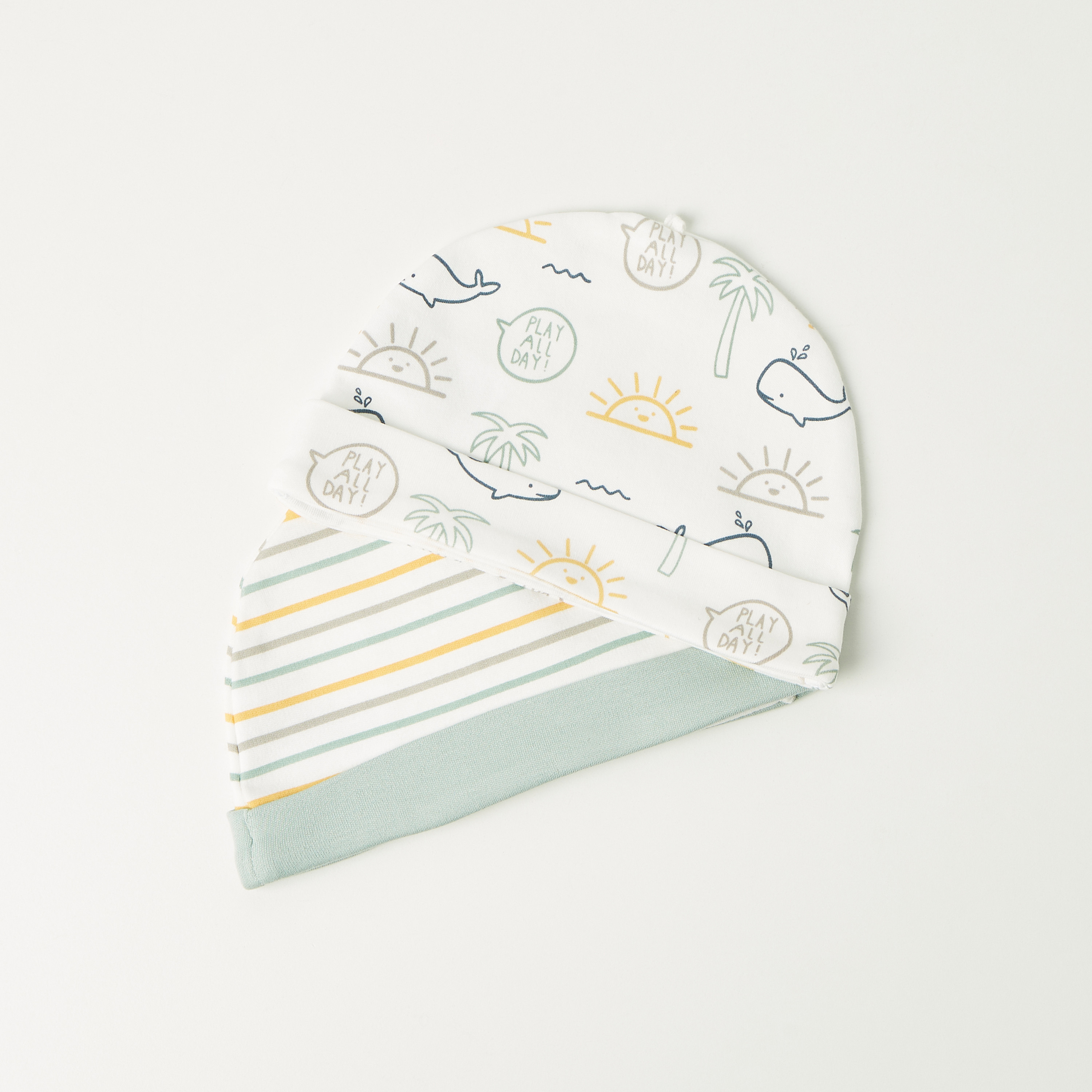 Juniors Graphic Print Beanie Cap - Set of 2-baby-boys-accessories-caps-image-3