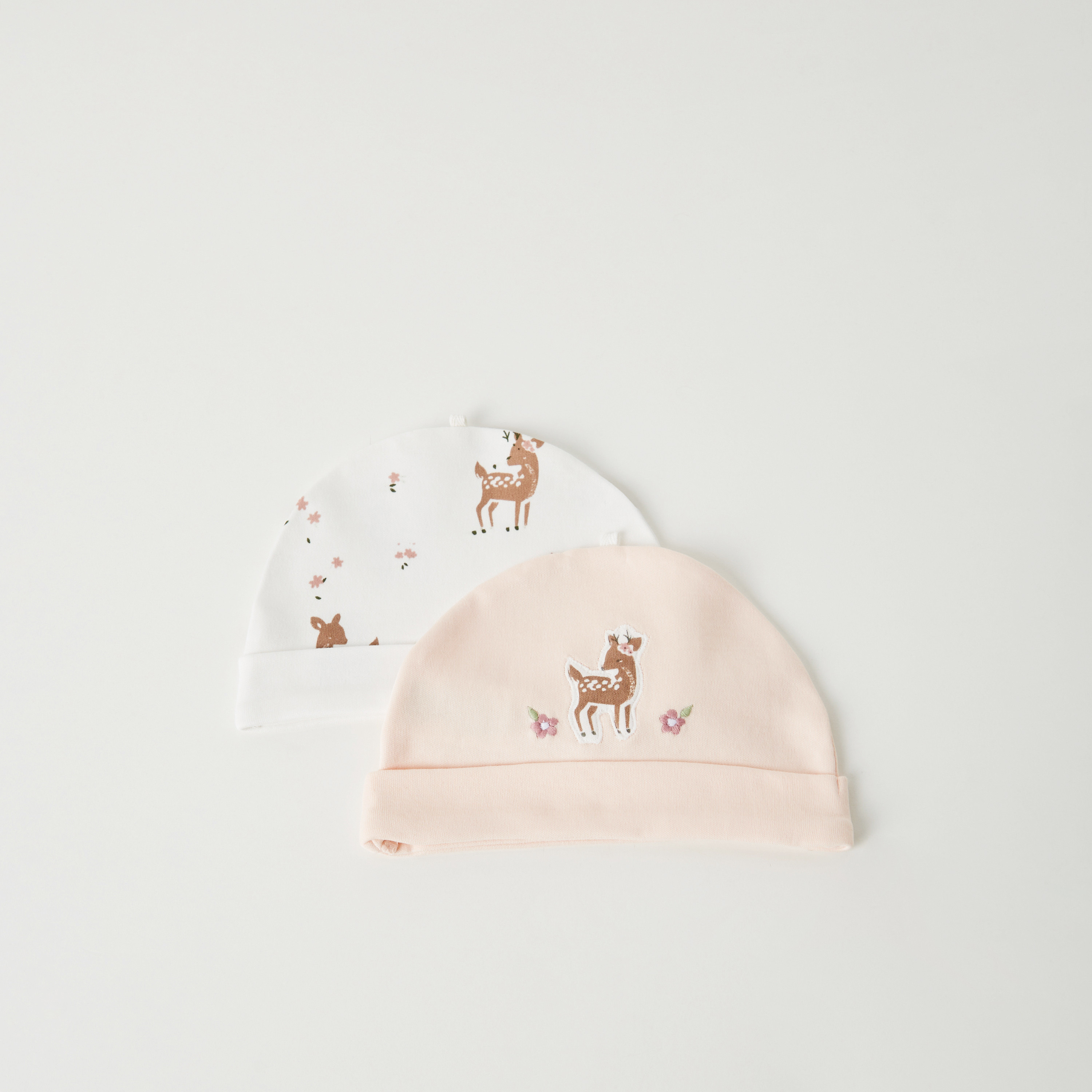 Juniors Deer Print Beanie Cap - Set of 2-baby-girls-accessories-caps-image-1