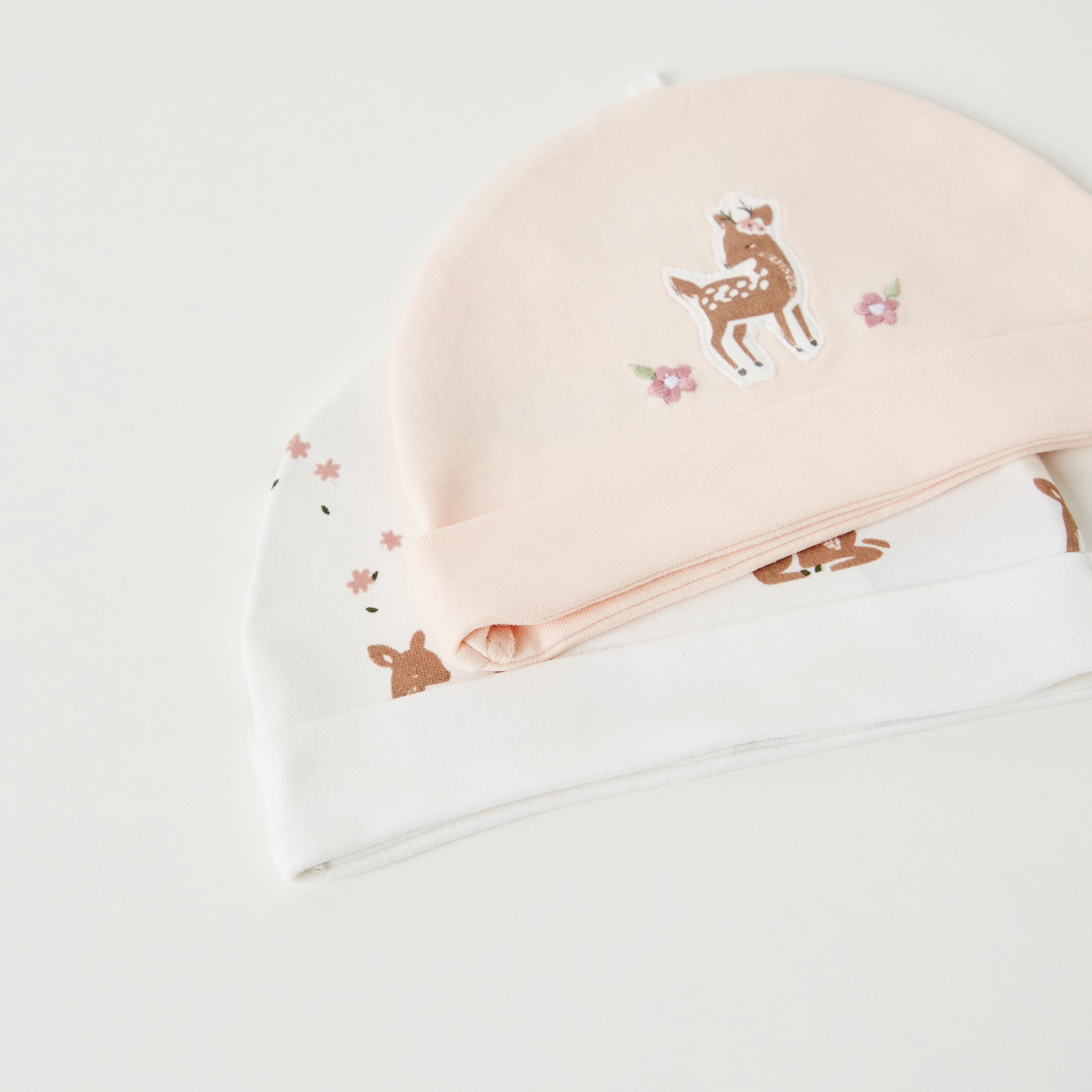 Juniors Deer Print Beanie Cap - Set of 2-baby-girls-accessories-caps-image-2