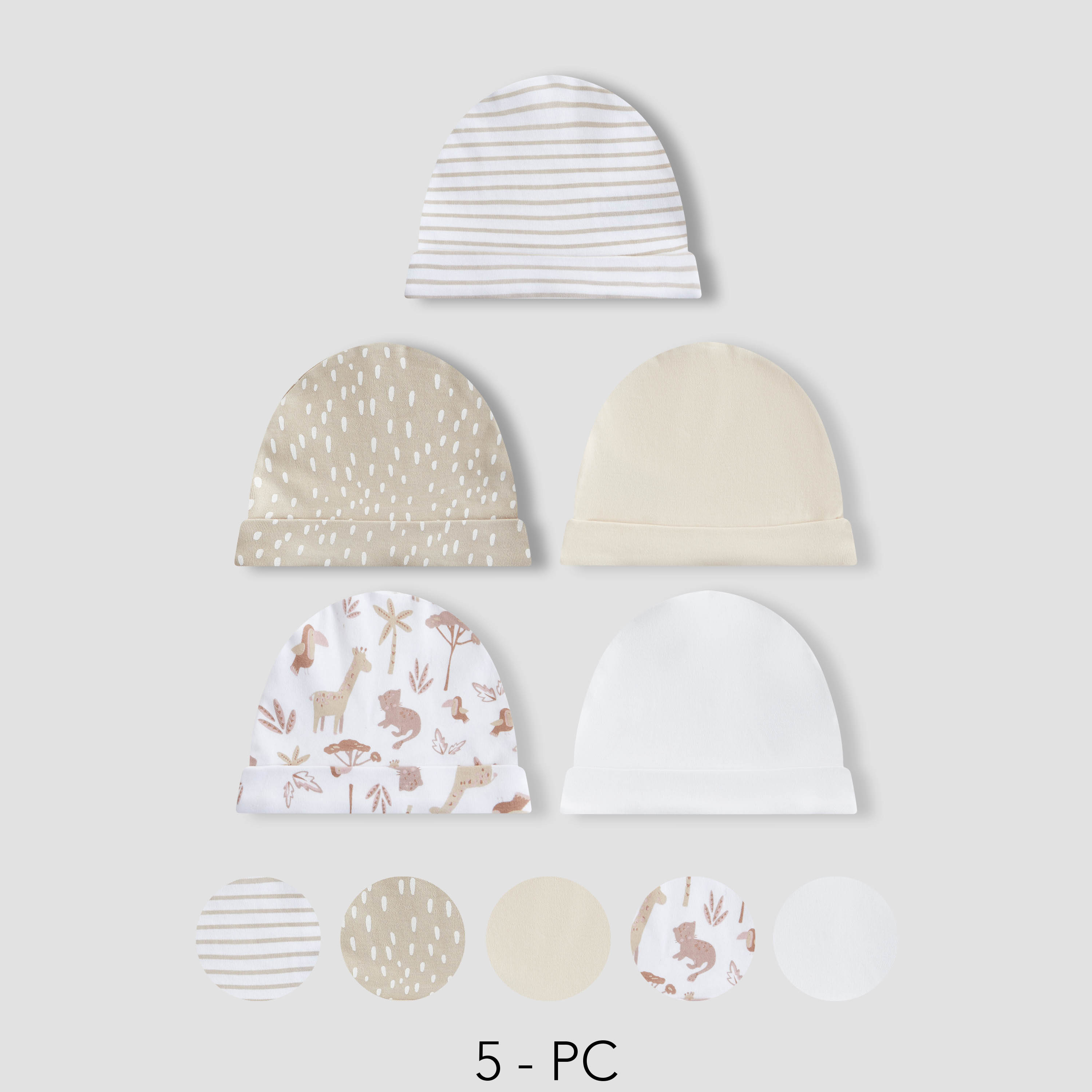 كابات أطفال بطبعات متنوعة من جونيورز - طقم 5 قطع-baby-boys-accessories-caps-image-1