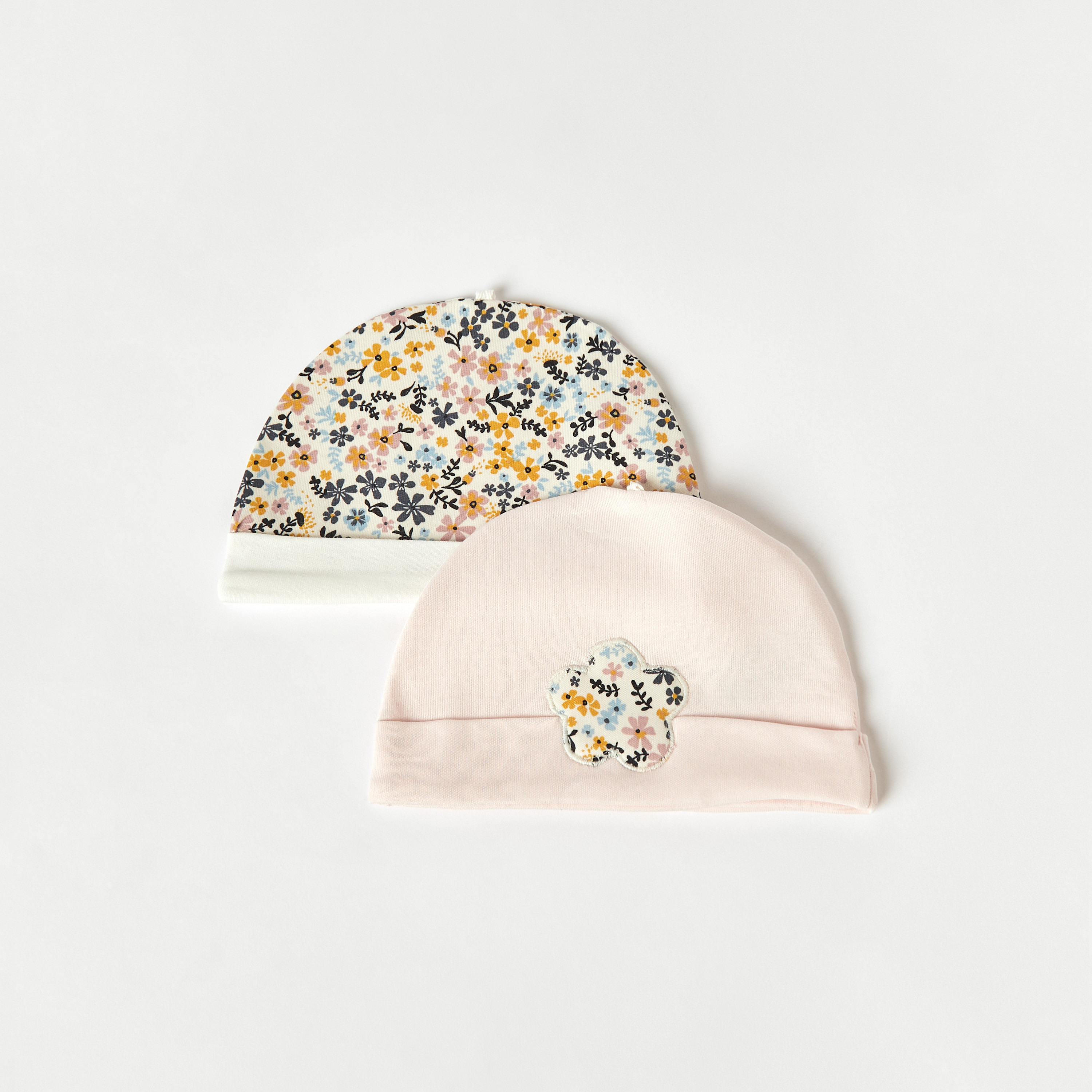 Juniors Floral Print Cap - Set of 2-baby-boys-accessories-caps-image-1