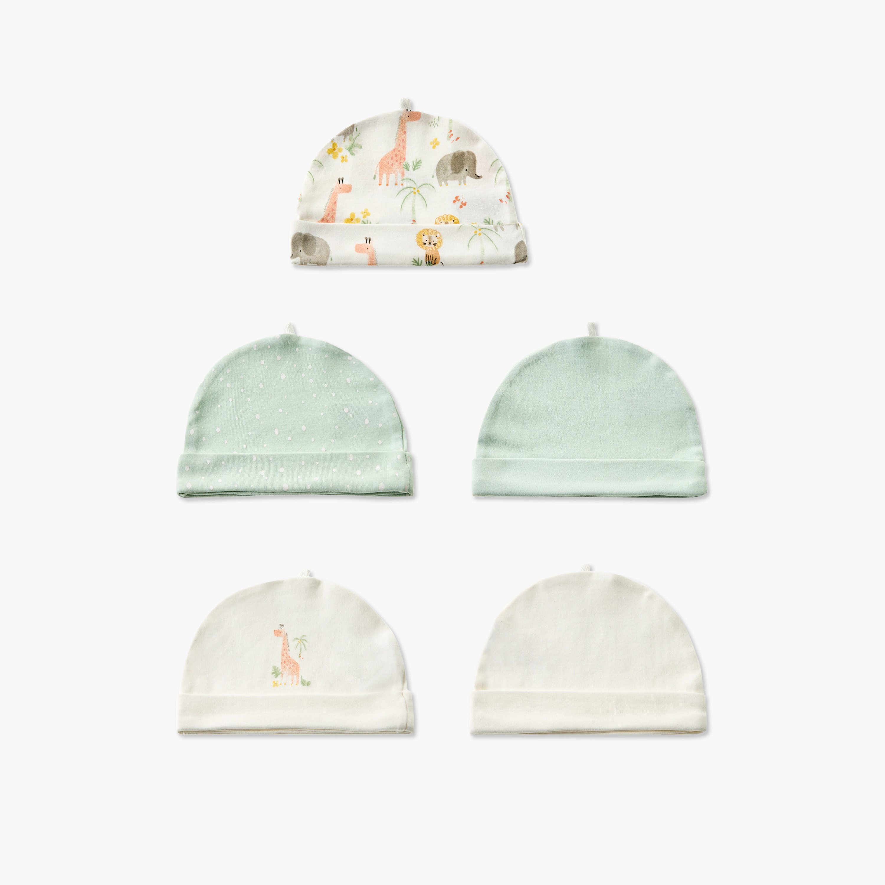 Pack of 5 Juniors Cap with Rolled Hem-baby-boys-accessories-caps-image-1