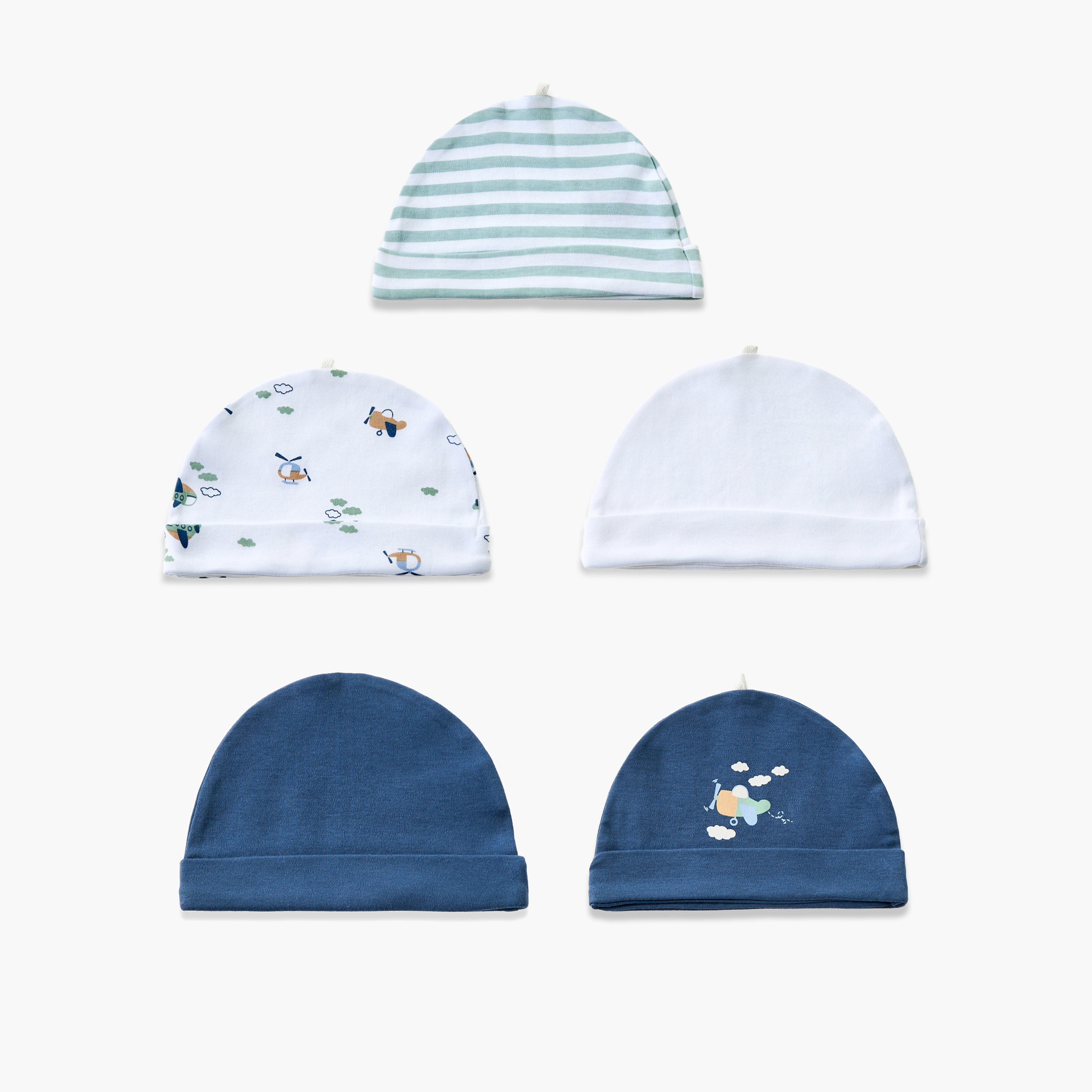 Pack of 5 Juniors Cap with Rolled Hem-baby-boys-accessories-caps-image-1
