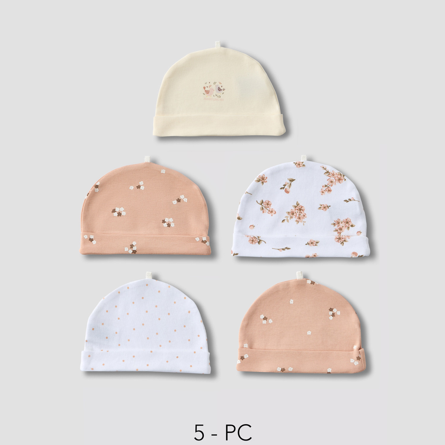 Pack of 5 Juniors Cap with Floral Print-baby-girls-accessories-caps-image-1