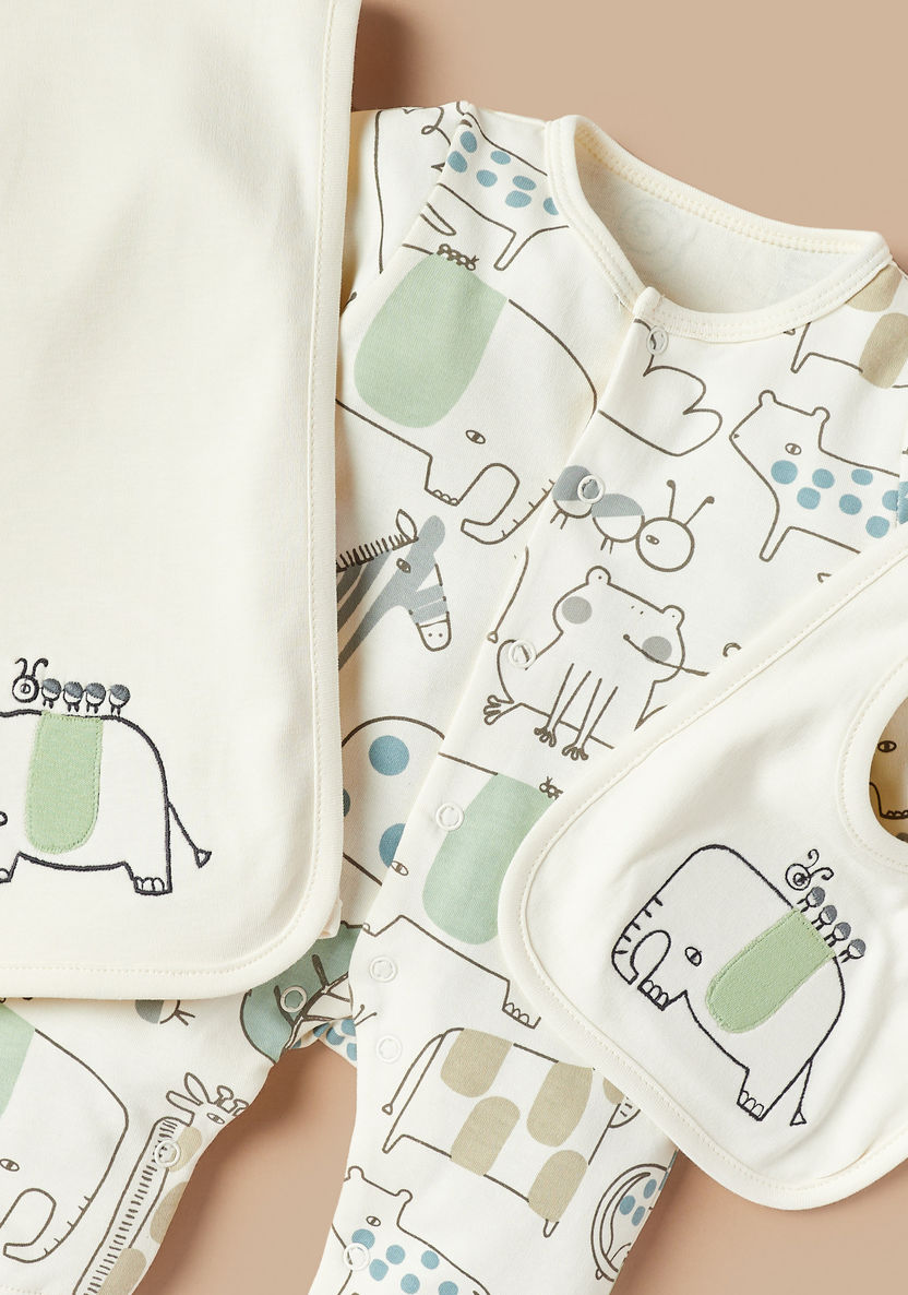 Juniors Printed Sleepsuit with Bib and Receiving Blanket-Clothes Sets-image-1