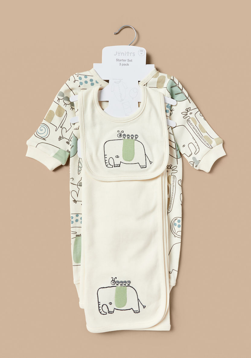 Juniors Printed Sleepsuit with Bib and Receiving Blanket-Clothes Sets-image-5