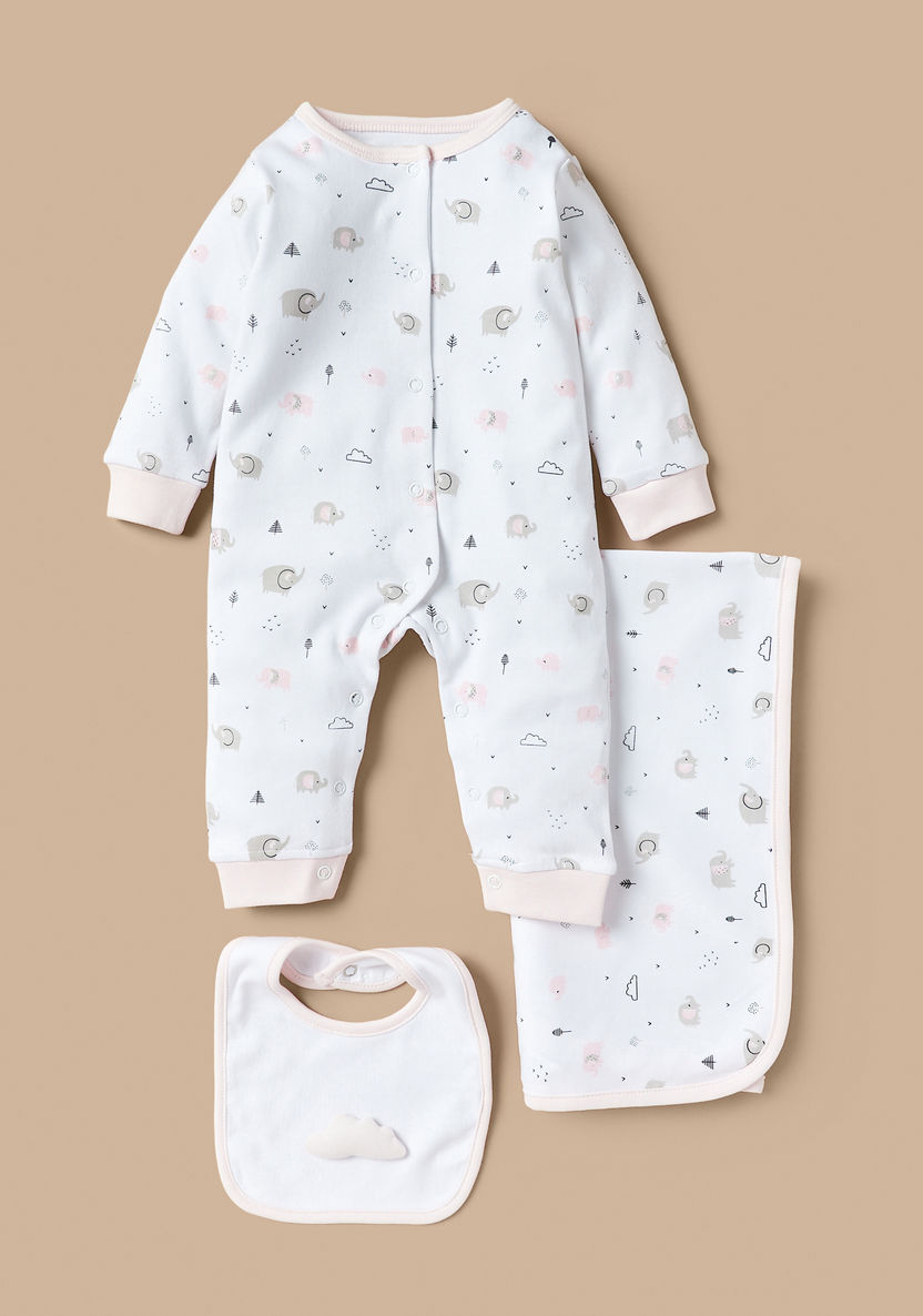 Juniors Printed Sleepsuit with Bib and Receiving Blanket-Clothes Sets-image-0