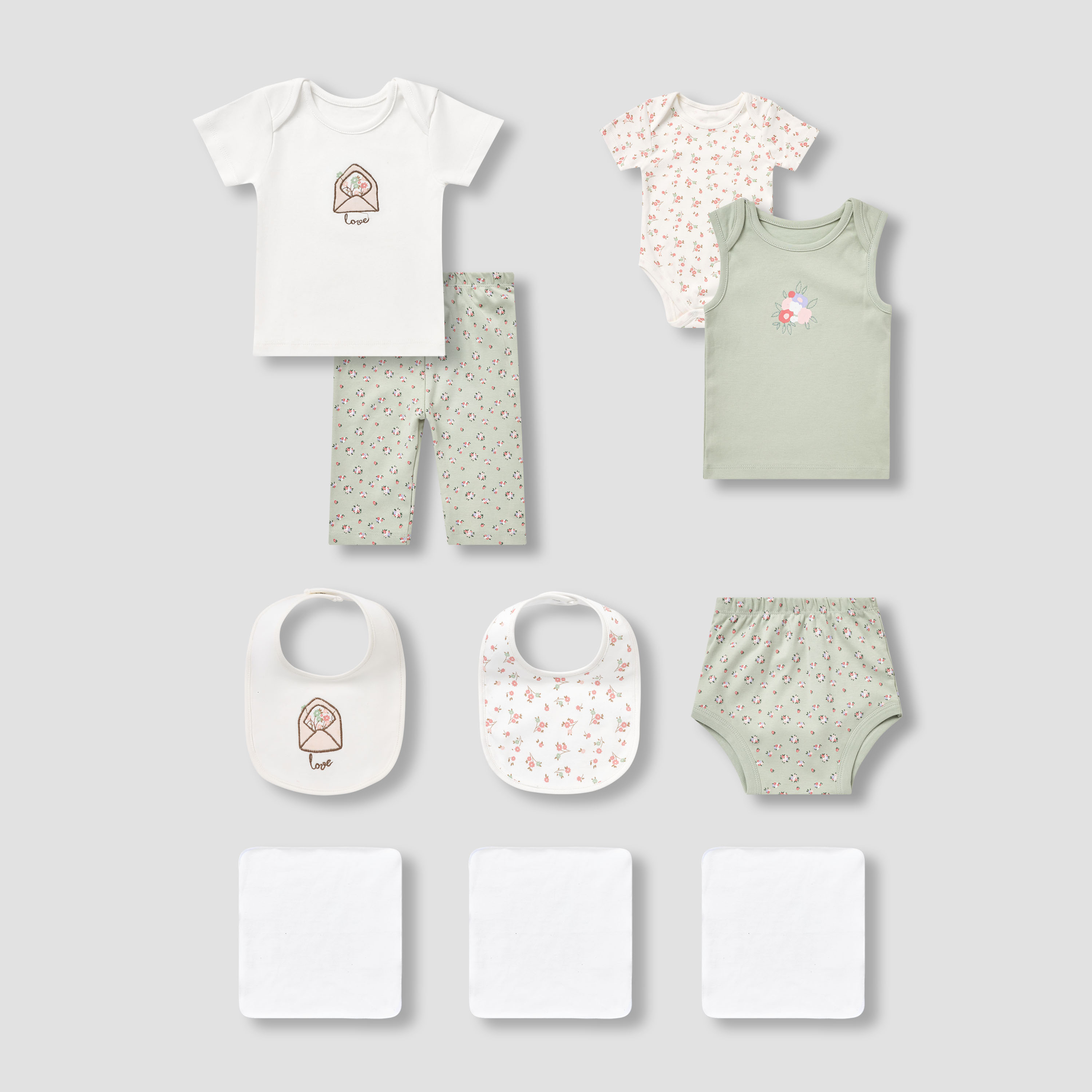 Set of 14 Juniors Clothing Gift Set with Floral Print-baby-girls-clothing-setsandcoords-image-2