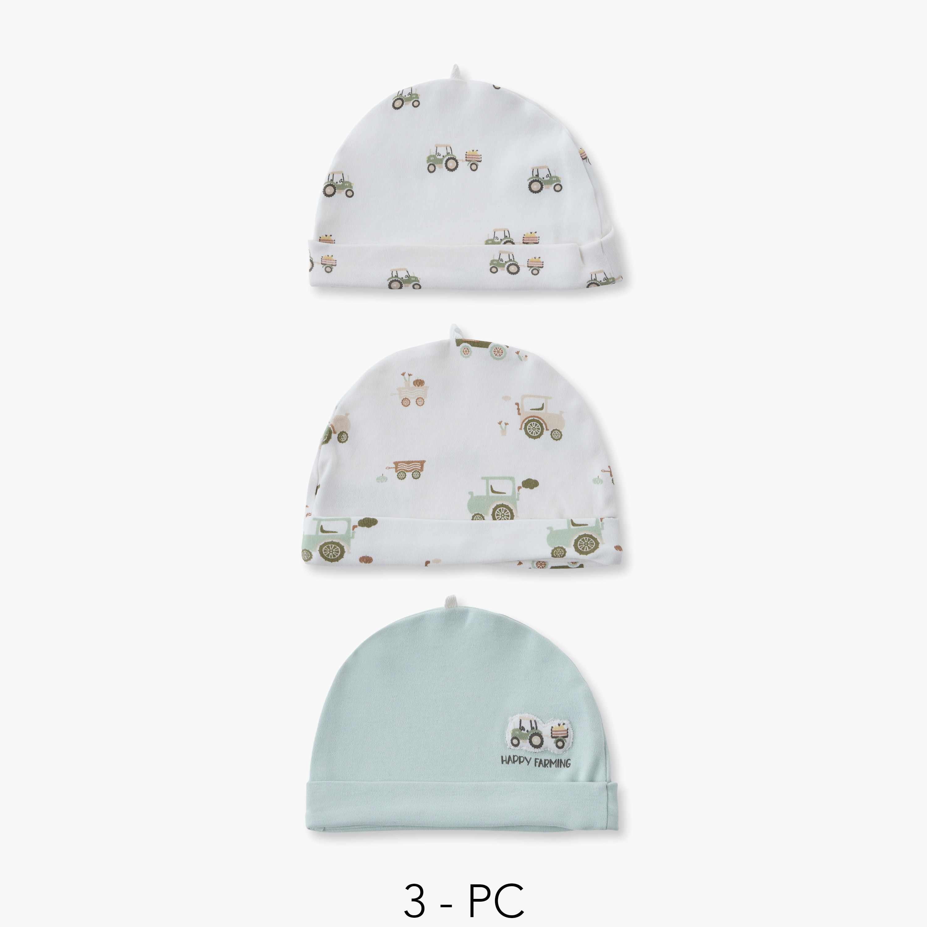 Pack of 3 Juniors Cap with Farm Vehicle Print-baby-boys-accessories-caps-image-1