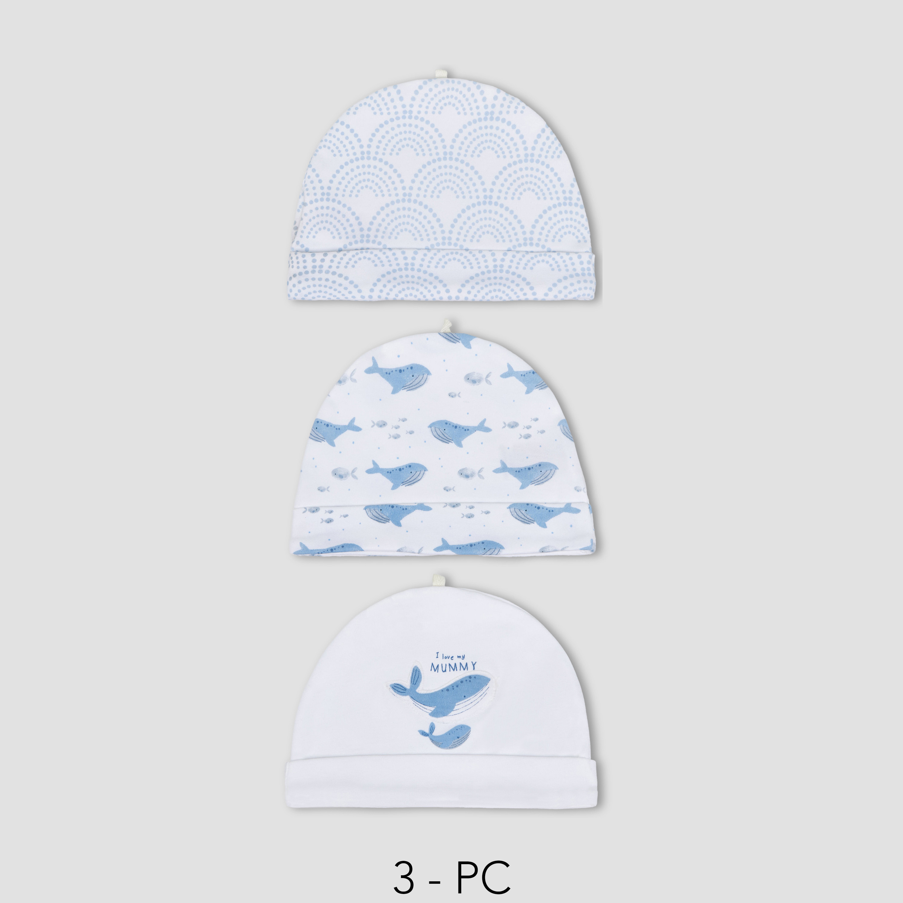 Pack of 3 Juniors Cap with Whale Print-baby-boys-accessories-caps-image-1