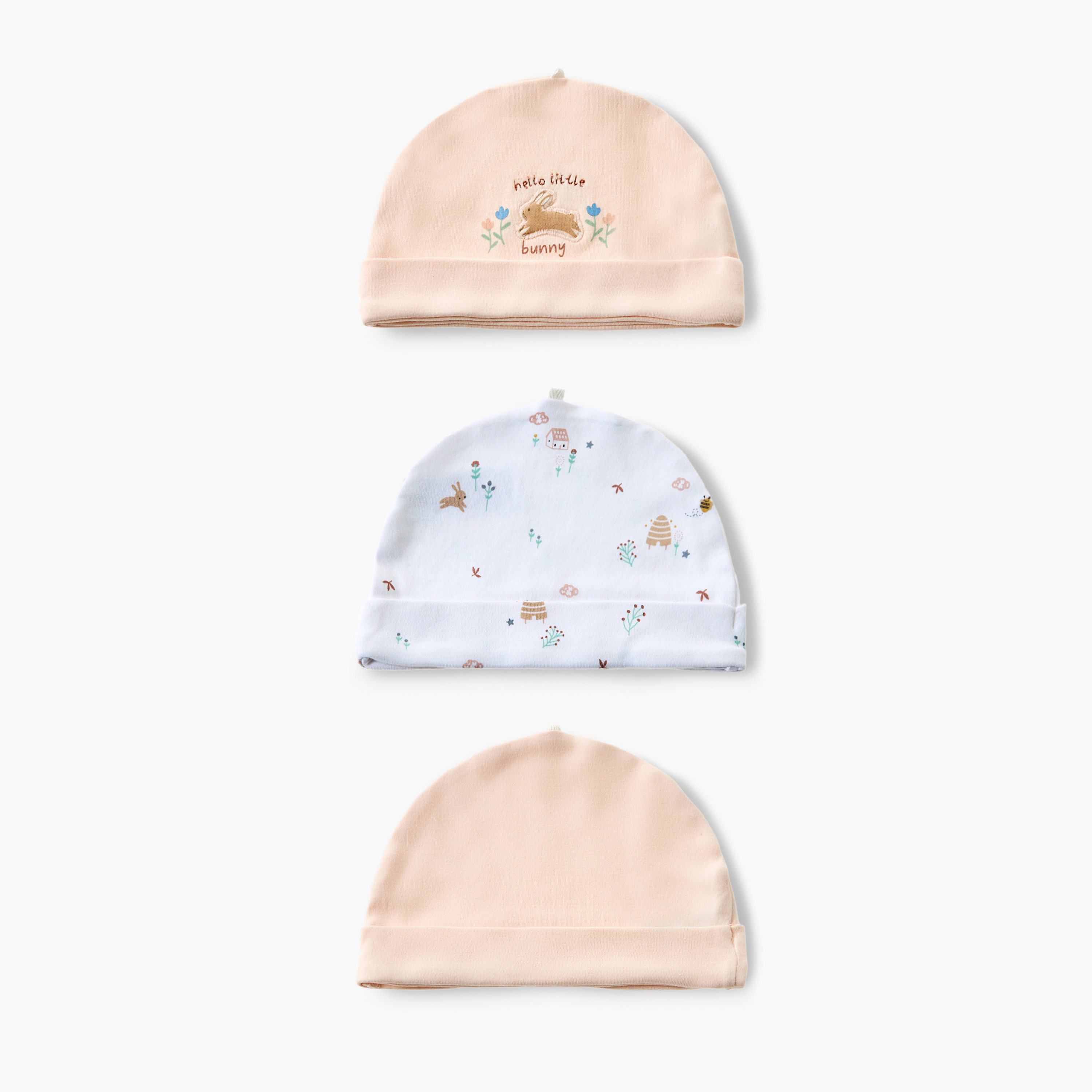 Pack of 3 Juniors Cap with Rolled Hem-baby-girls-accessories-caps-image-1