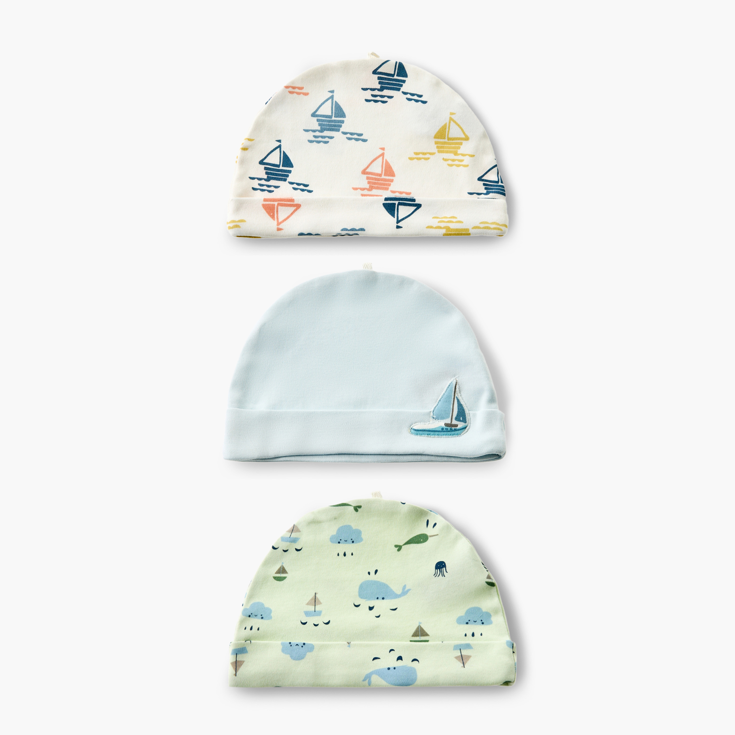 Pack of 3 Juniors Cap with Rolled Hem-baby-boys-accessories-caps-image-1