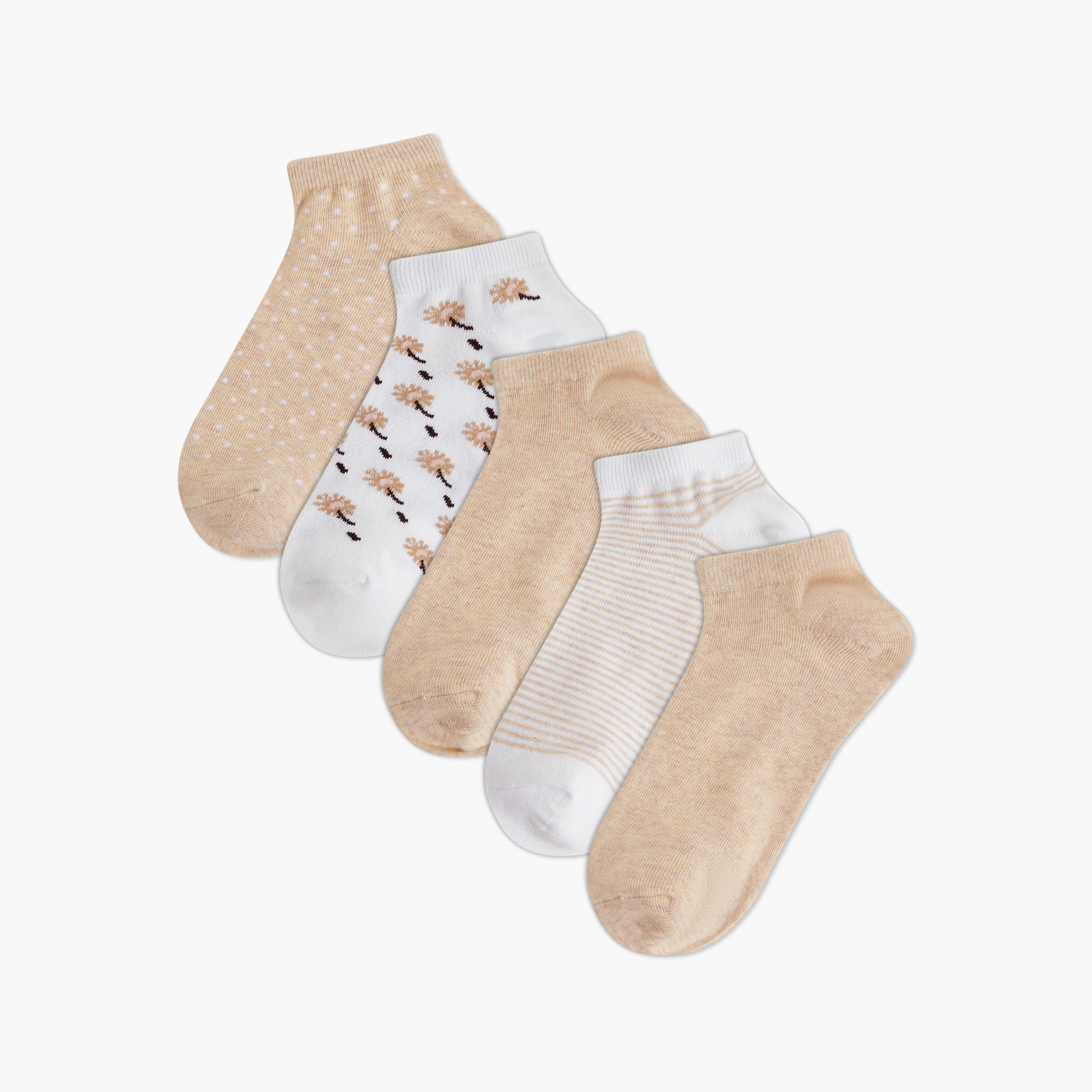 Flora Bella Pack of 5 Ankle Length Cotton Socks-women-socksandstockings-image-1