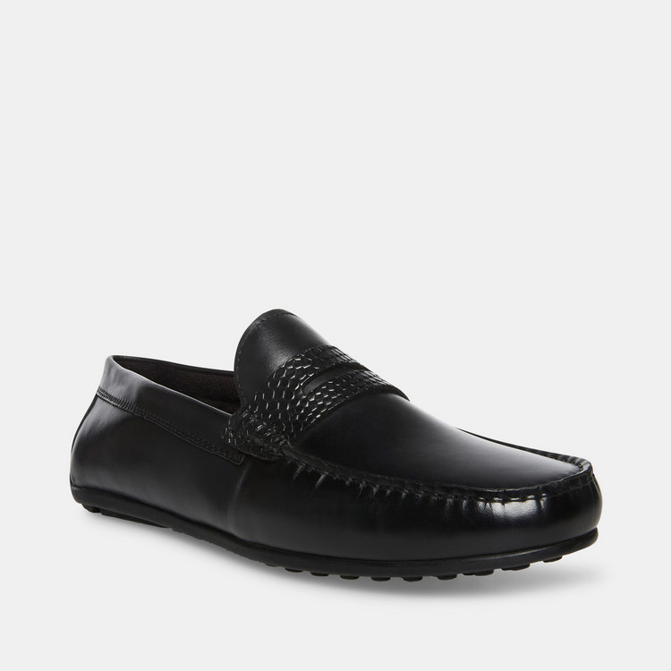 Steve Madden Men's Solid Slip-On Moccasins with Cutout Detail