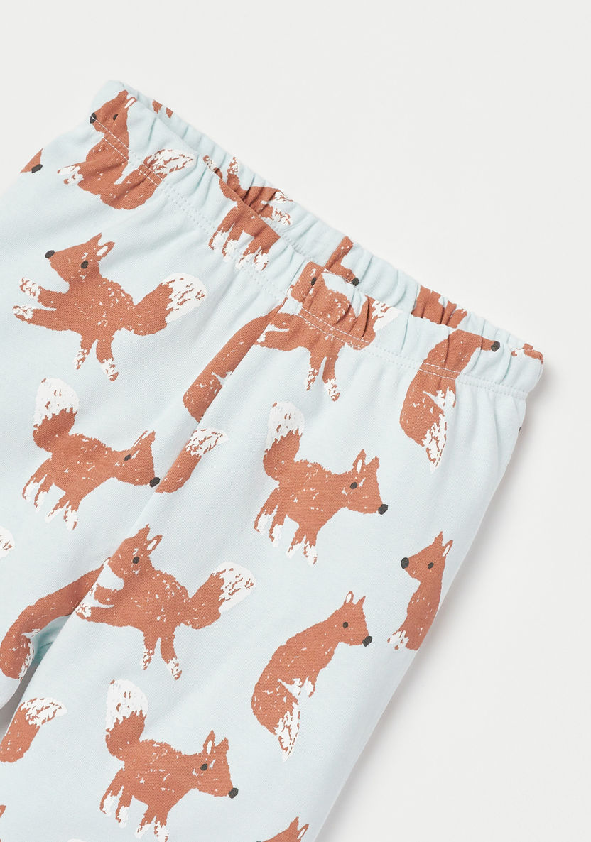 Juniors Fox Print Long Sleeves T-shirt and Pyjama Set-Pyjama Sets-image-4