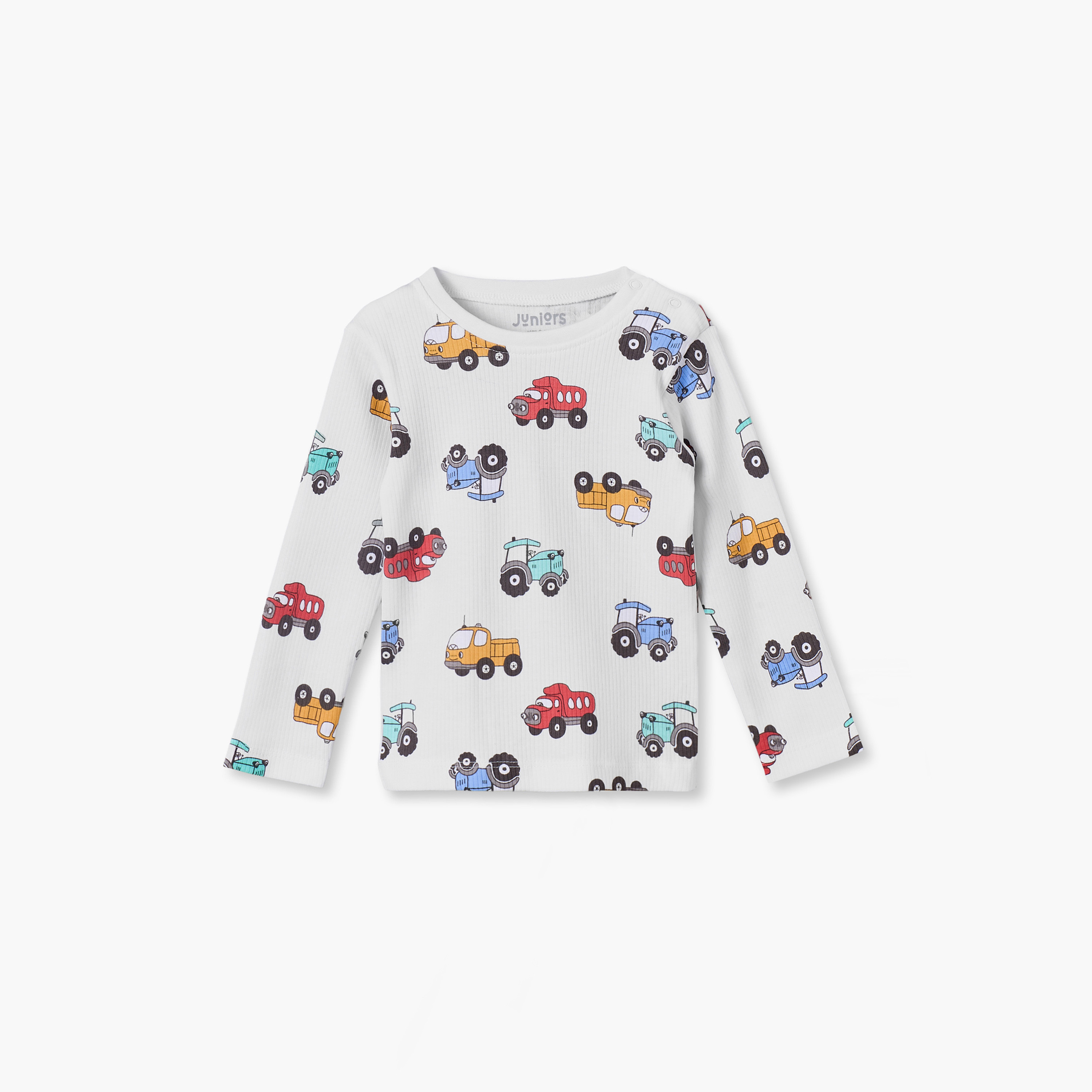 طقم بيجاما قطن بأكمام طويلة ورقبة ضيقة وطبعات من جونيورز-baby-boys-clothing-nightwear-pyjamasets-image-2