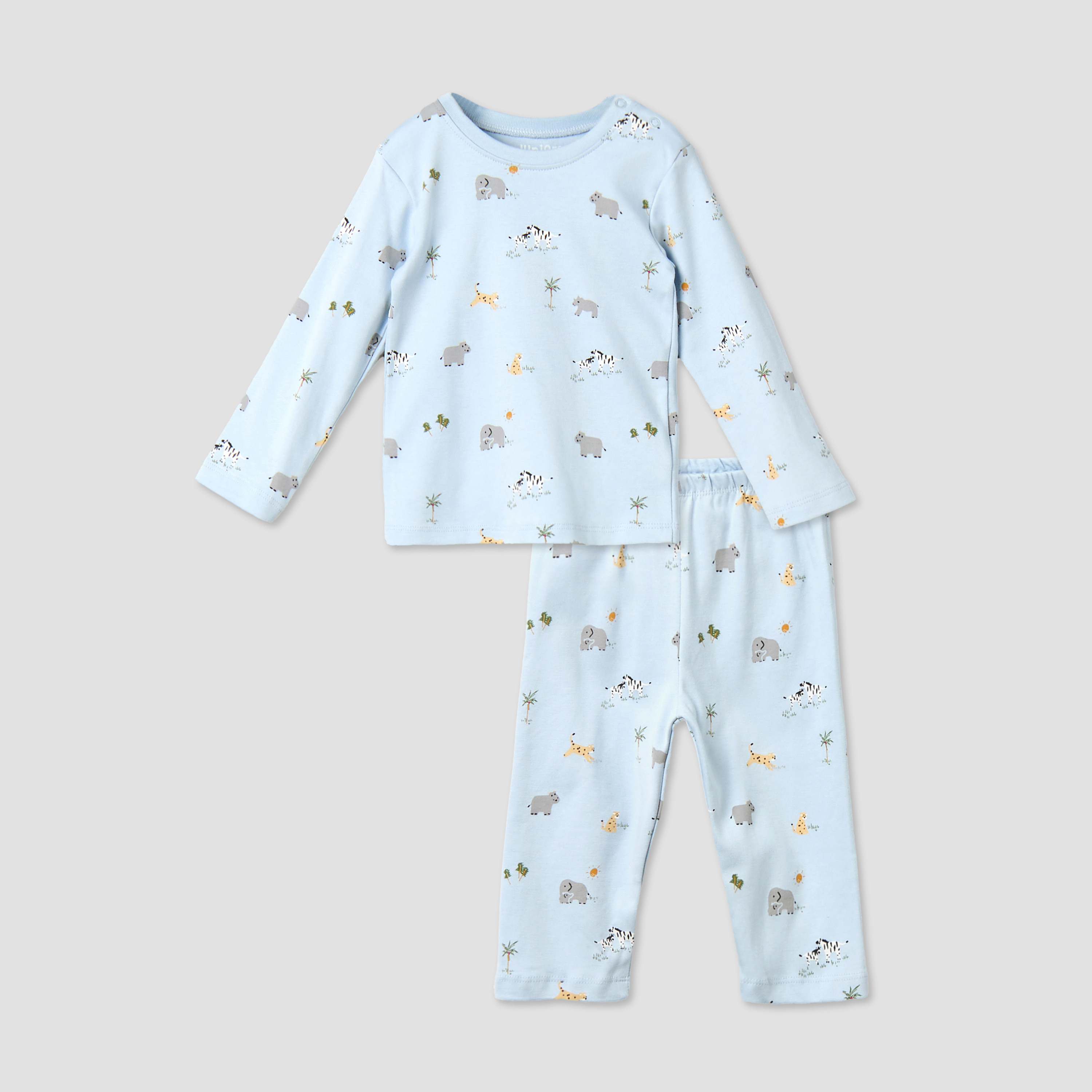 Juniors Cotton Round Neck Long Sleeves Pyjama Set with Print-baby-boys-clothing-nightwear-pyjamasets-image-2