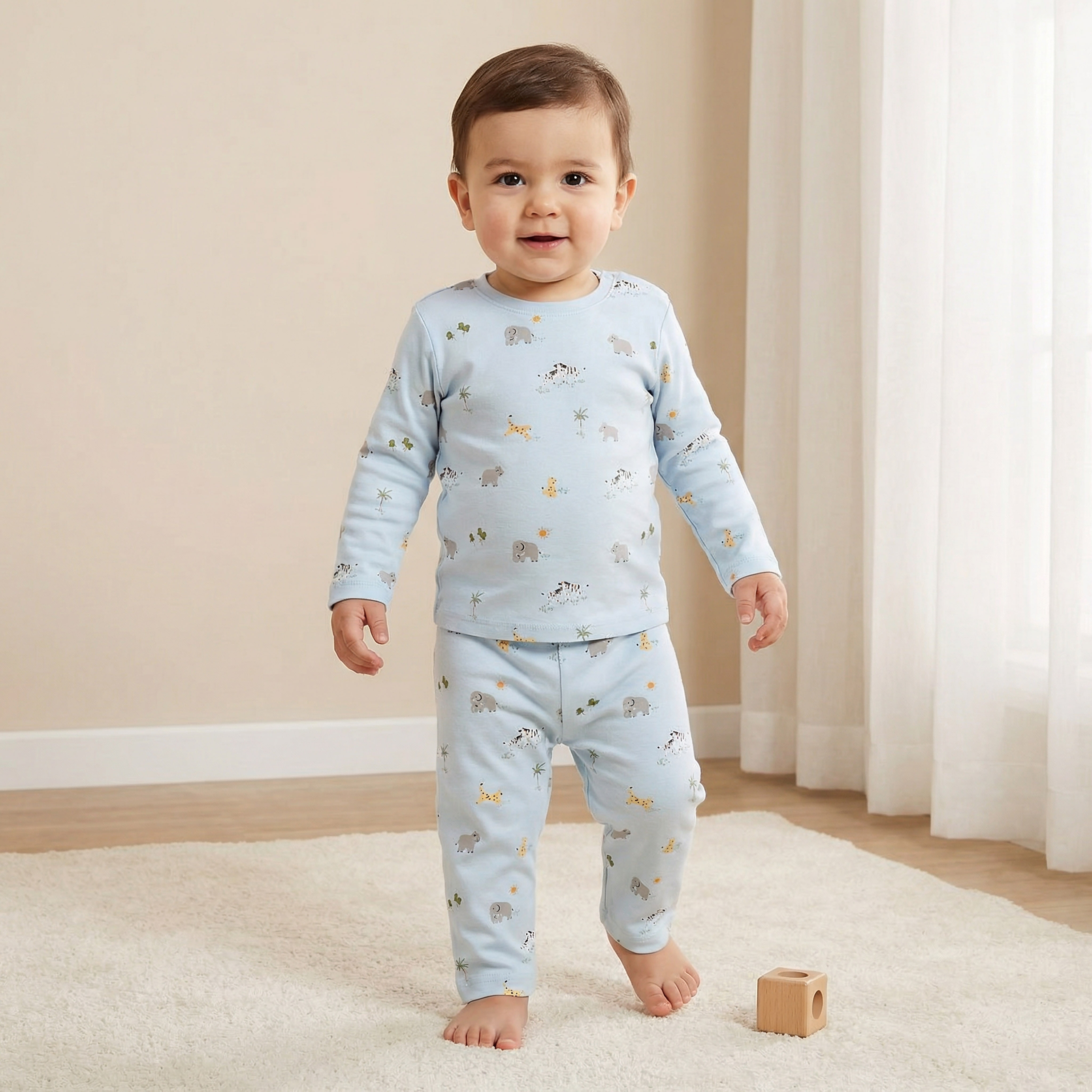 Juniors Cotton Round Neck Long Sleeves Pyjama Set with Print-baby-boys-clothing-nightwear-pyjamasets-image-1