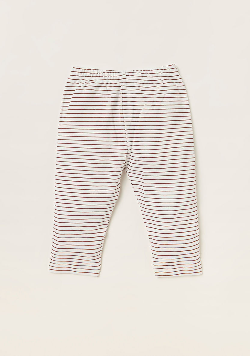 Juniors Bear Applique Long Sleeves T-shirt and Striped Pyjama Set-Pyjama Sets-image-2