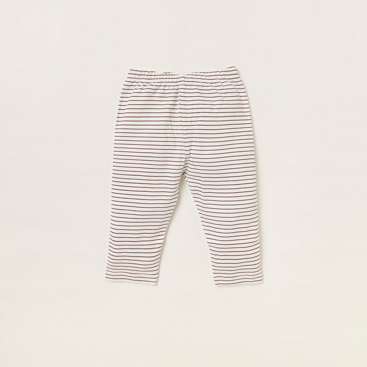 Juniors Bear Applique Long Sleeves T-shirt and Striped Pyjama Set