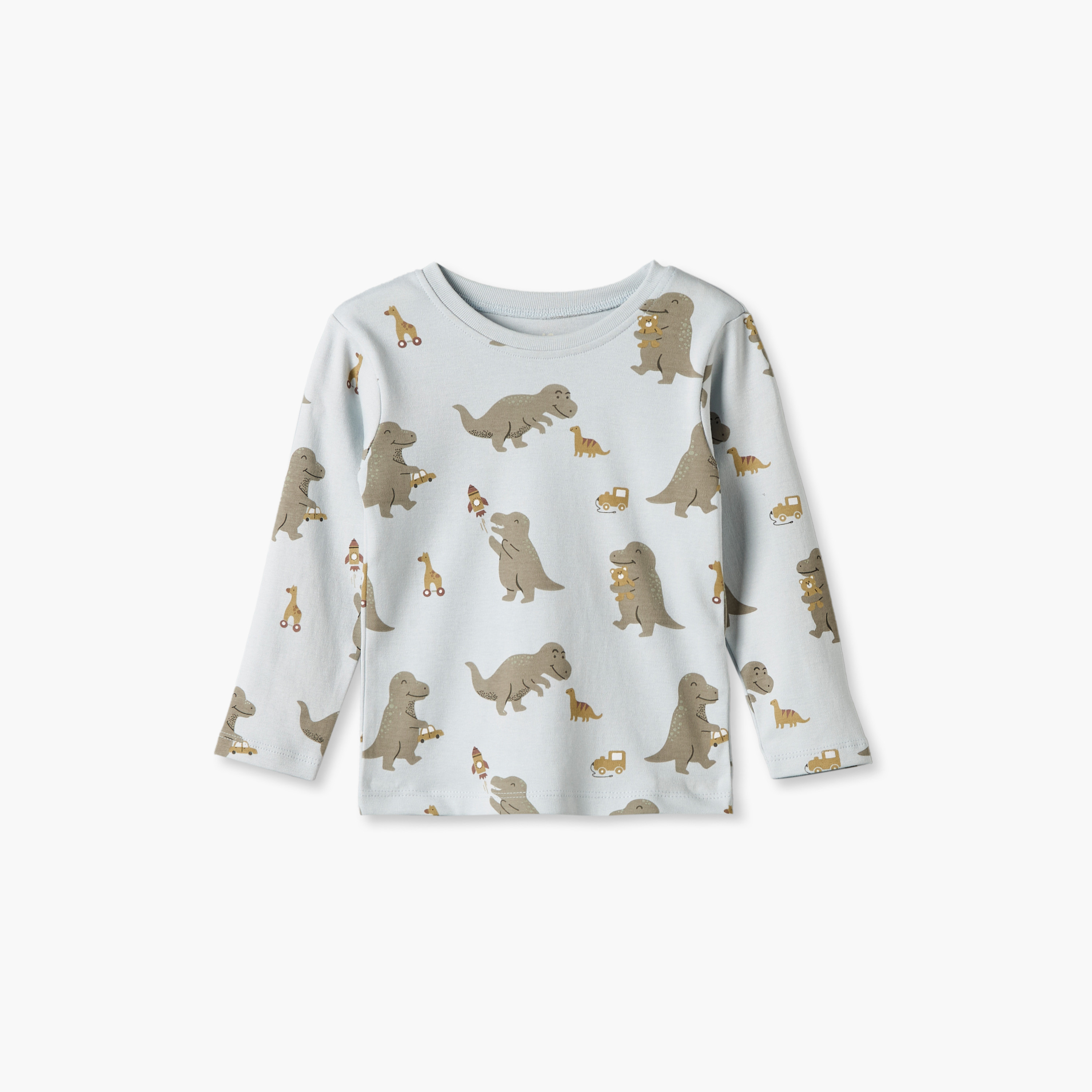 طقم بيجاما قطني بياقة مستديرة وأكمام طويلة بطبعة ديناصورات من جونيورز-baby-boys-clothing-nightwear-pyjamasets-image-3
