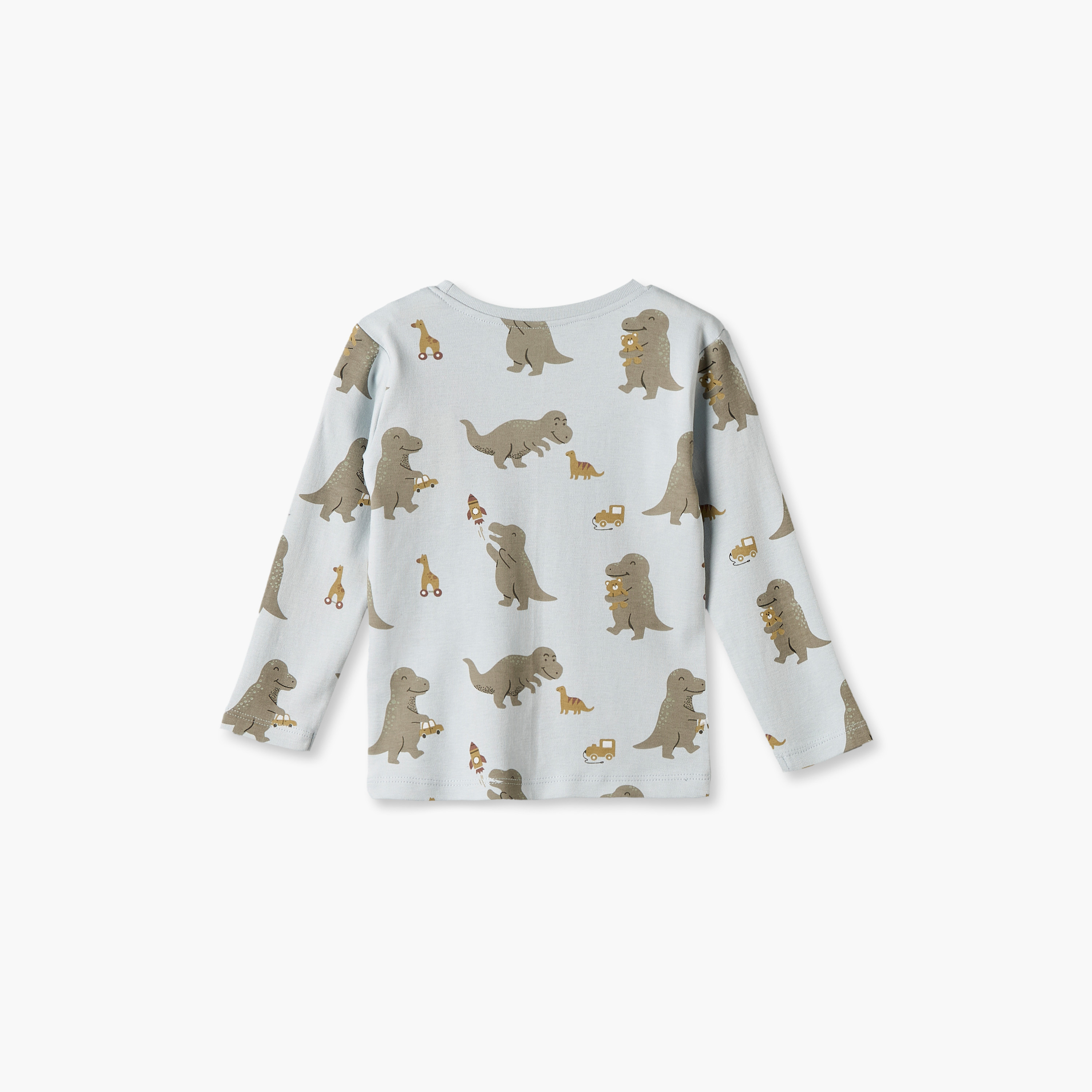 طقم بيجاما قطني بياقة مستديرة وأكمام طويلة بطبعة ديناصورات من جونيورز-baby-boys-clothing-nightwear-pyjamasets-image-5