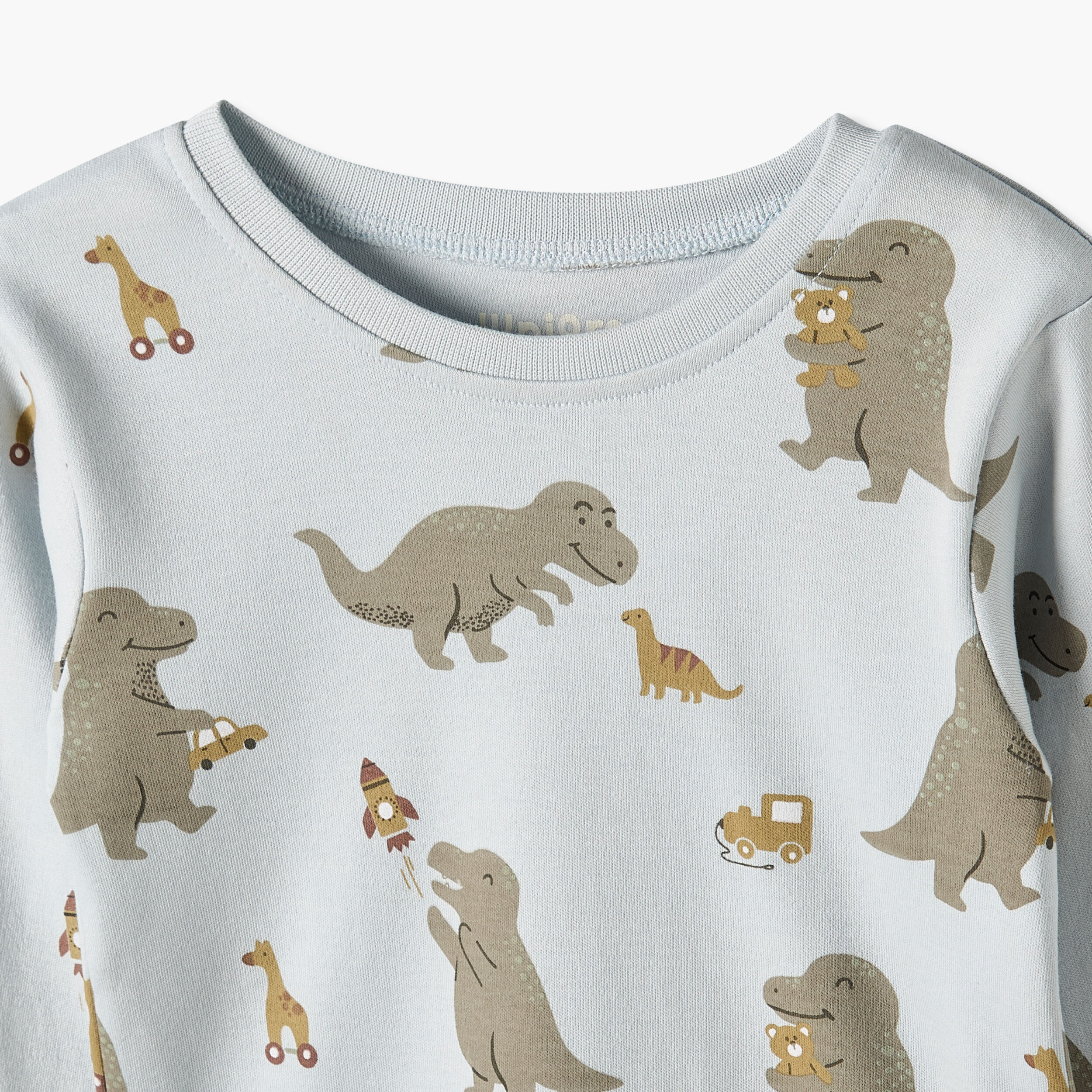 طقم بيجاما قطني بياقة مستديرة وأكمام طويلة بطبعة ديناصورات من جونيورز-baby-boys-clothing-nightwear-pyjamasets-image-7