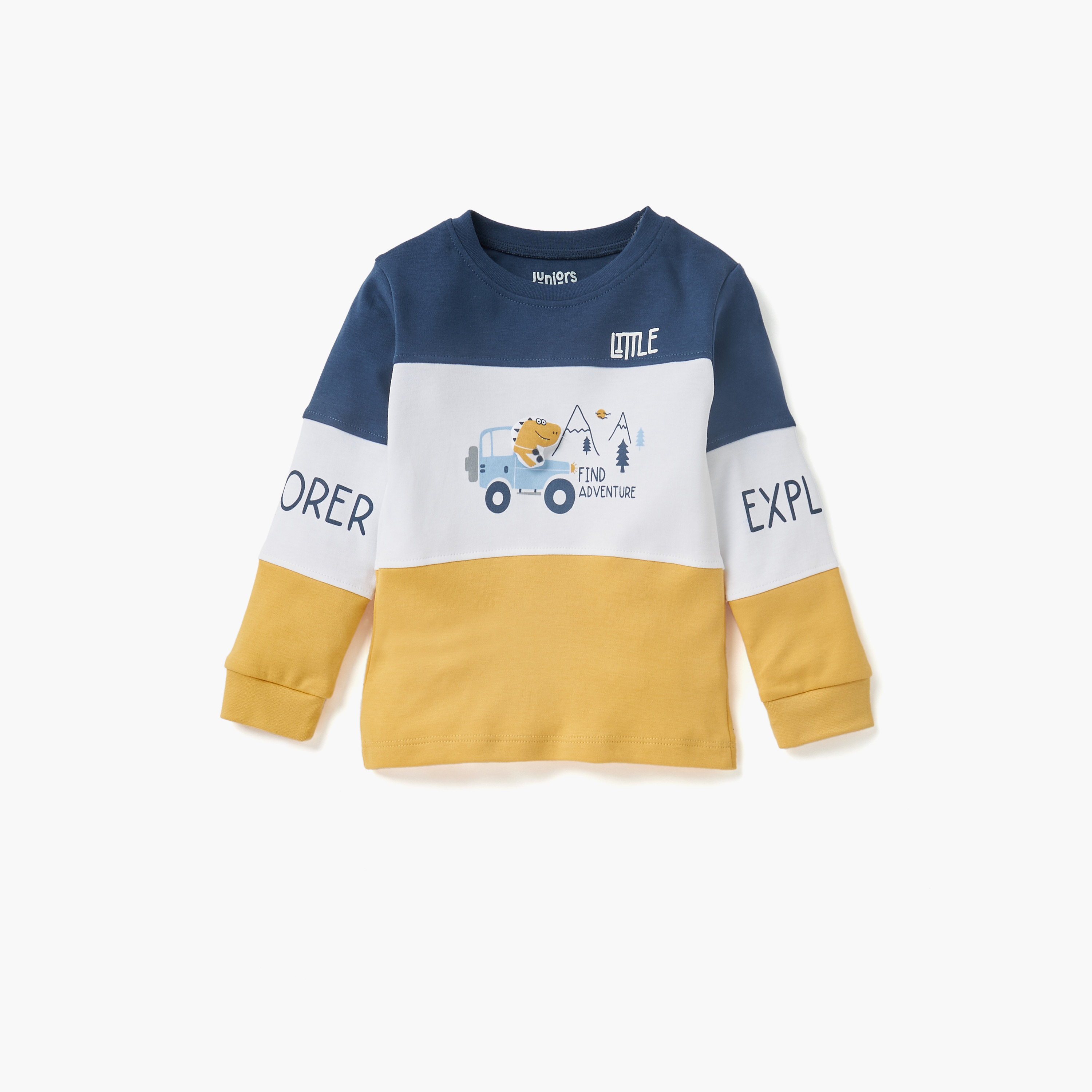 Juniors Colourblock T-shirt and Solid Pyjama Set-baby-boys-clothing-nightwear-pyjamasets-image-2
