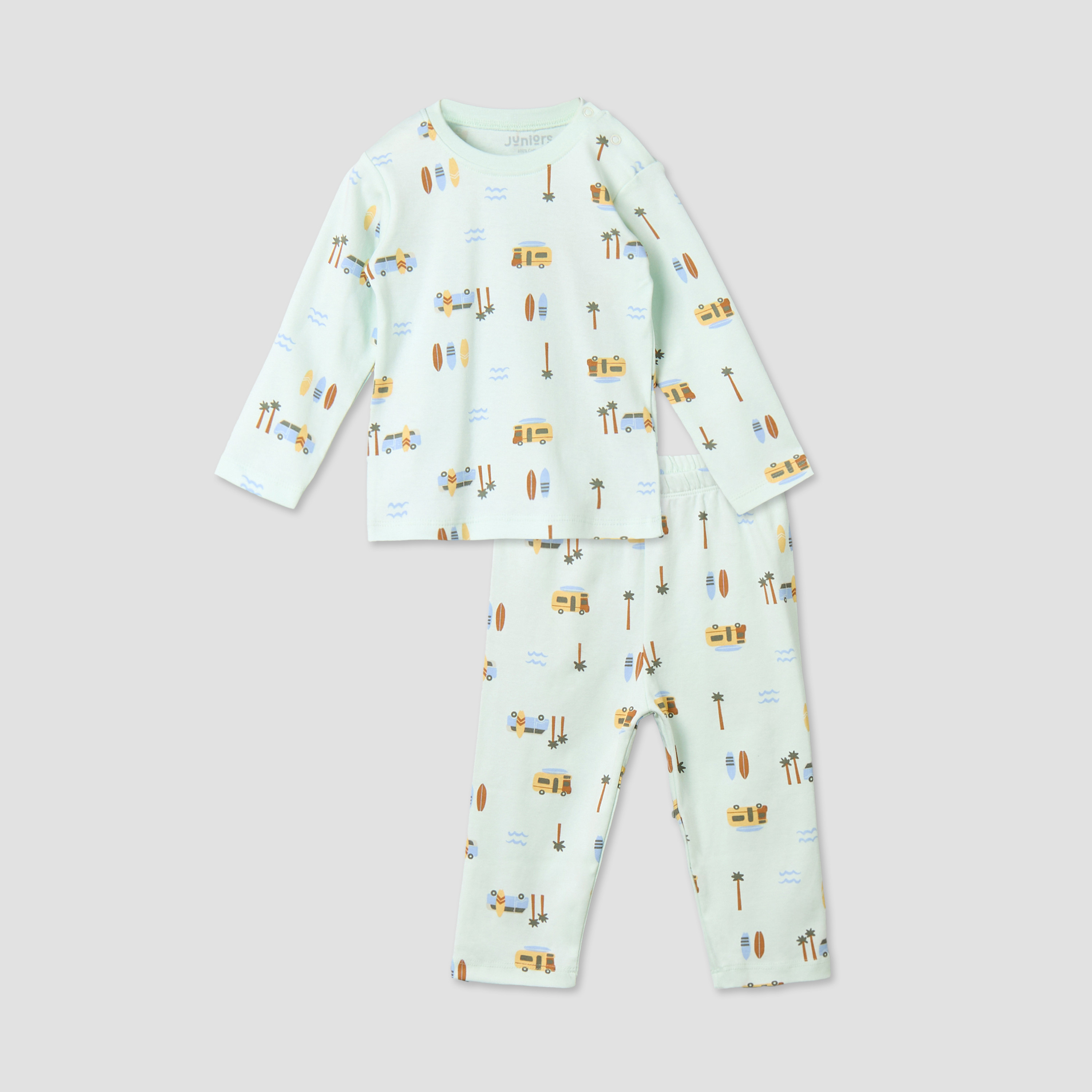 Juniors Cotton Round Neck Long Sleeves Pyjama Set with Surf Print-baby-boys-clothing-nightwear-pyjamasets-image-2
