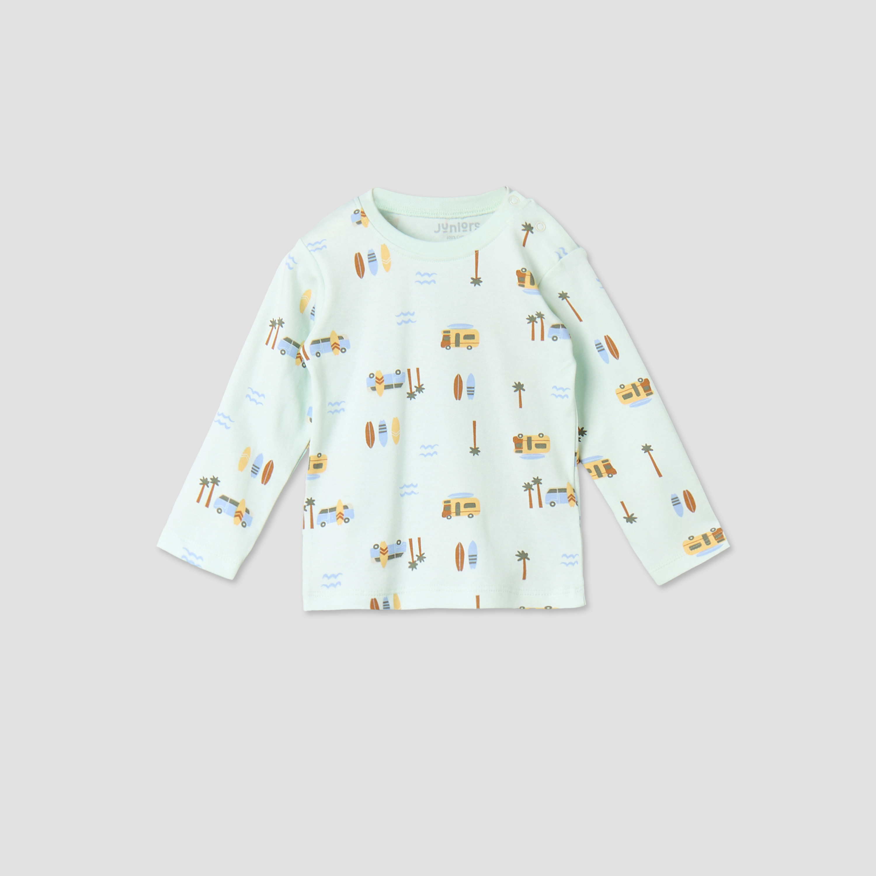 Juniors Cotton Round Neck Long Sleeves Pyjama Set with Surf Print-baby-boys-clothing-nightwear-pyjamasets-image-3